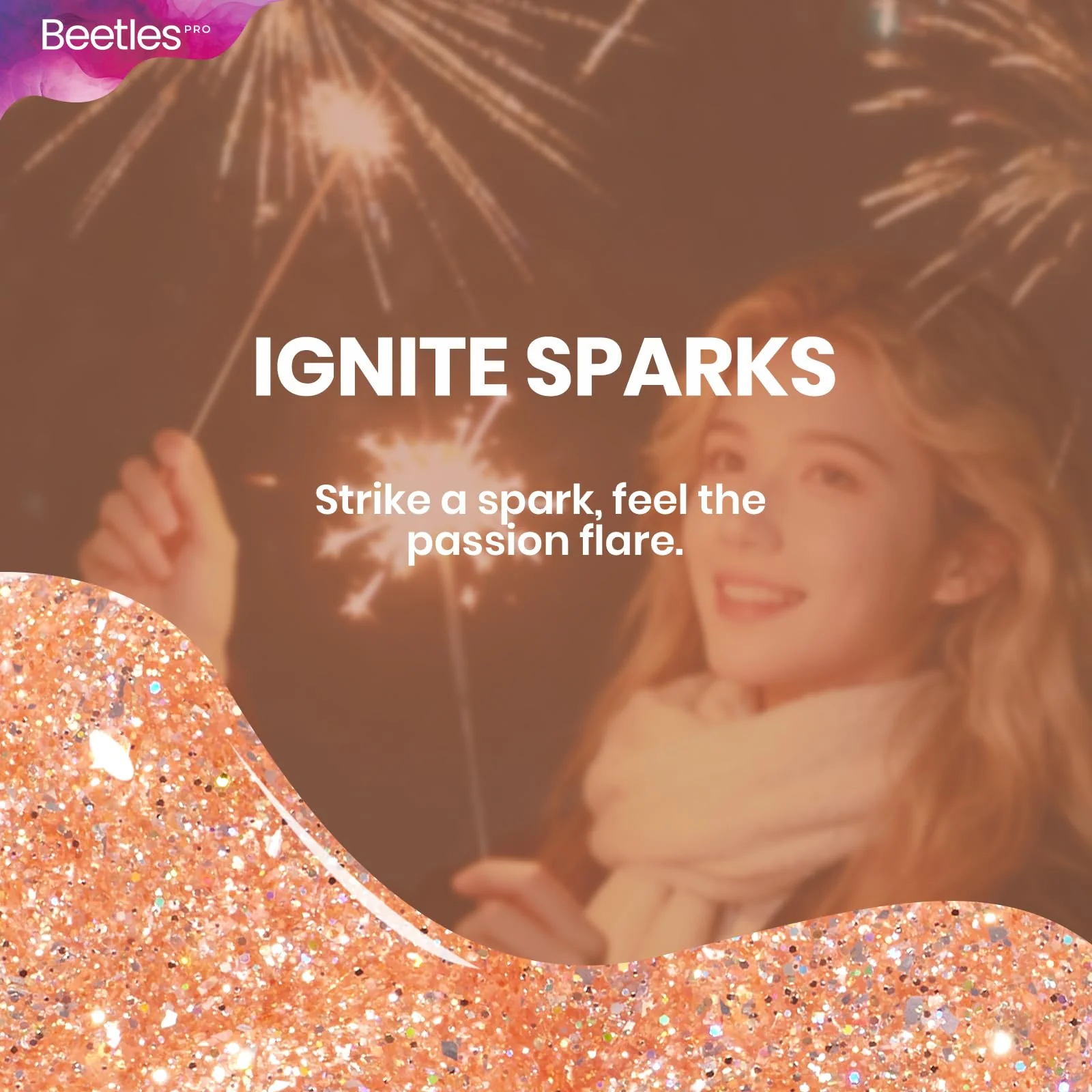 Beetles Pro Glitter Gel Polish - Ignite Sparks Pink Glitter Color 20ML Gel Polish - Image 7