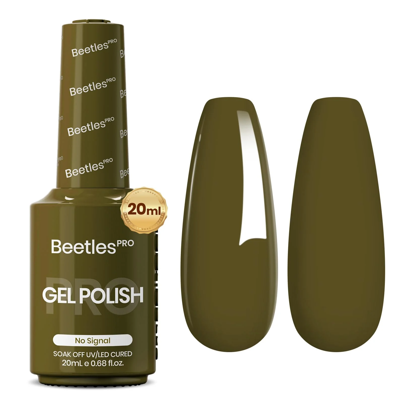 Beetles Pro Green Gel Polish - No Signal, Sage Olive Green Color 20ML Gel Polish