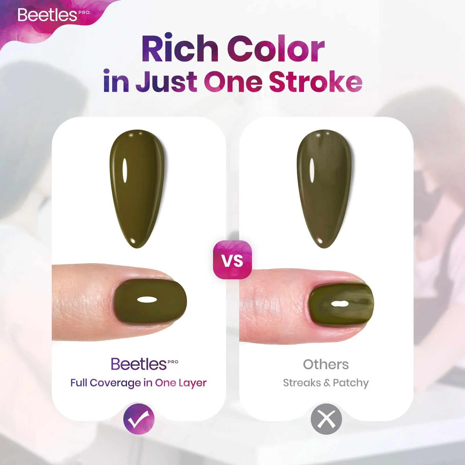 Beetles Pro Green Gel Polish - No Signal, Sage Olive Green Color 20ML Gel Polish - Image 7