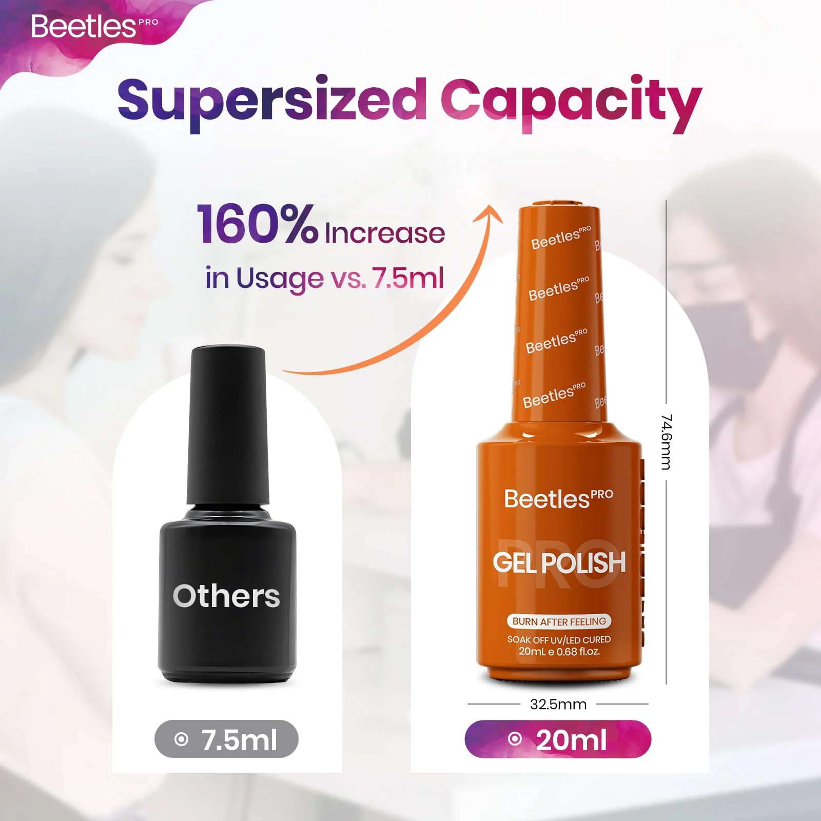 Beetles Pro Orange Gel Polish - Burn After Feeling, Burnt Orange Color 20ML Gel Polish, UV Nail Lamp Cure Needed Nail Arts Salon-Quality Shine Long Lasting - Image 4