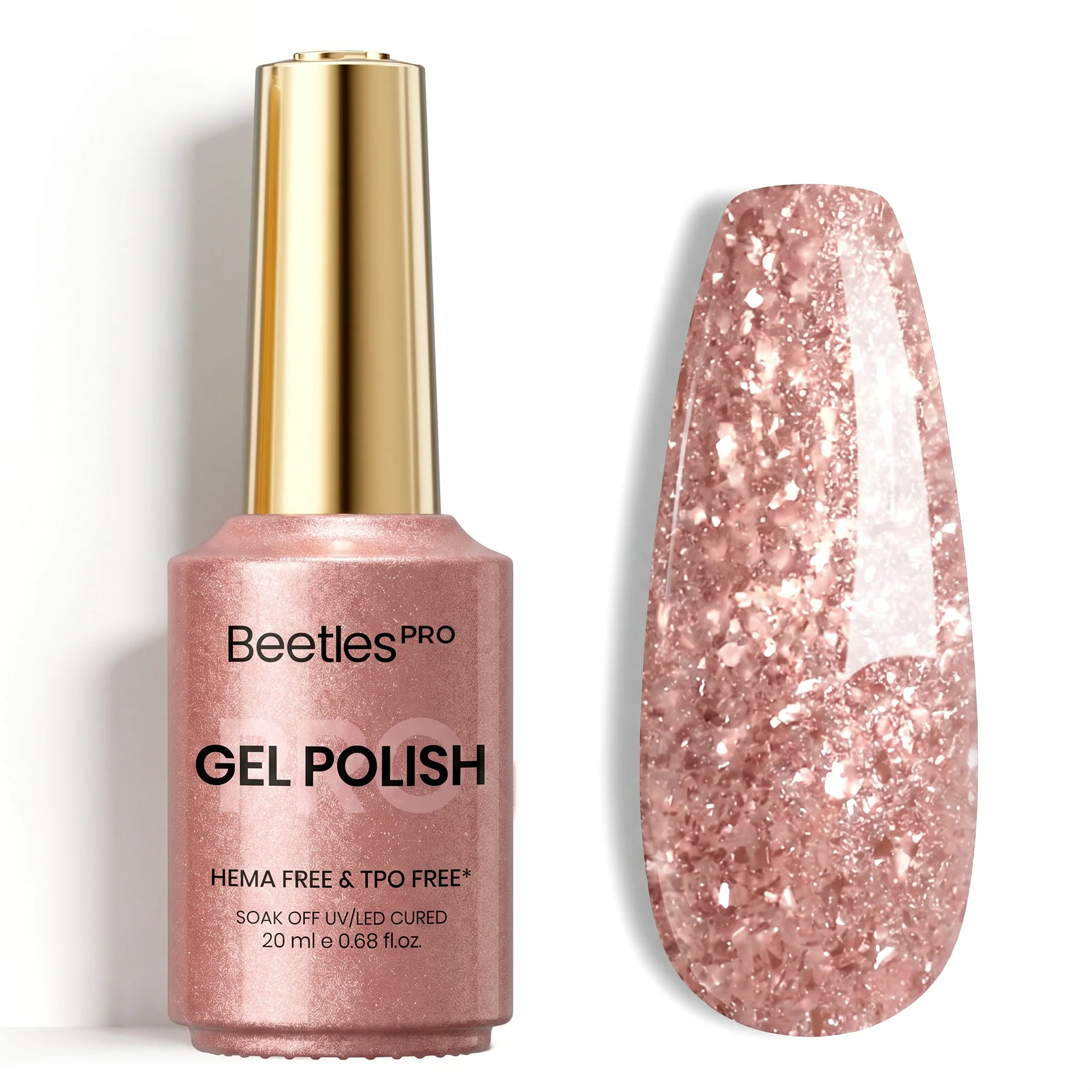 Beetles Pro Pink Fizz Sparkle HEMA Free TPO Free Gel Polish 20ml