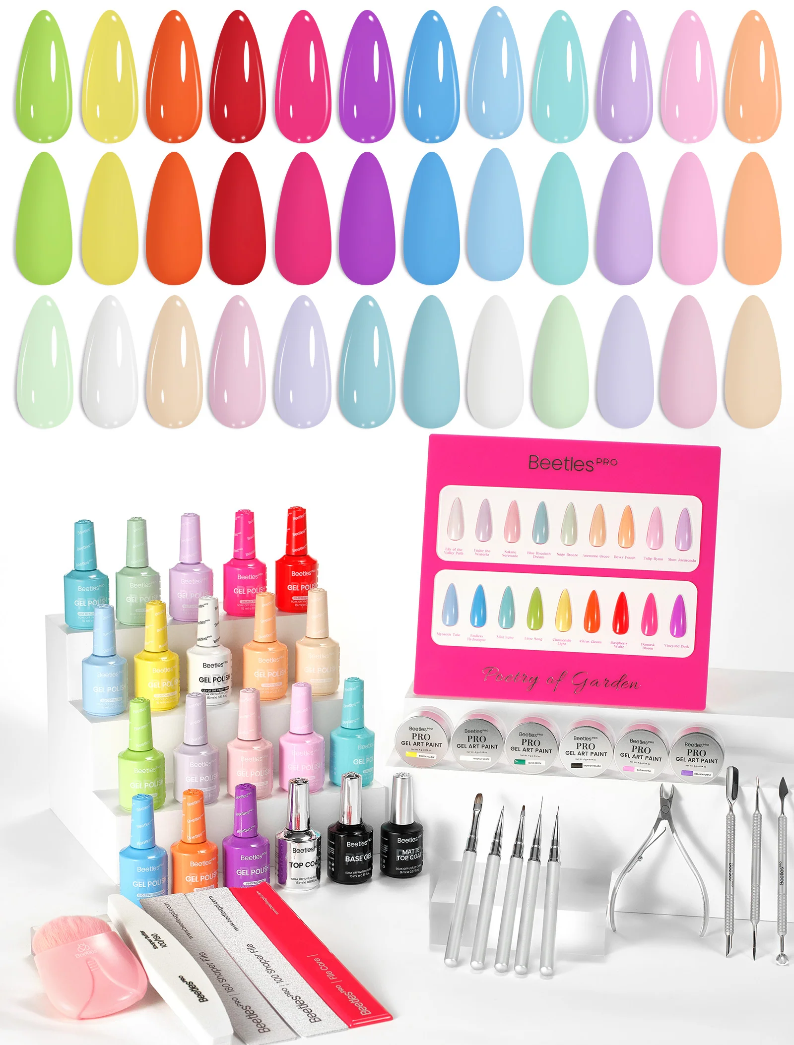 Beetles Pro Poetry of Garden HEMA Free TPO Free 18 Colors Gel Nail Polish Set 15ml
