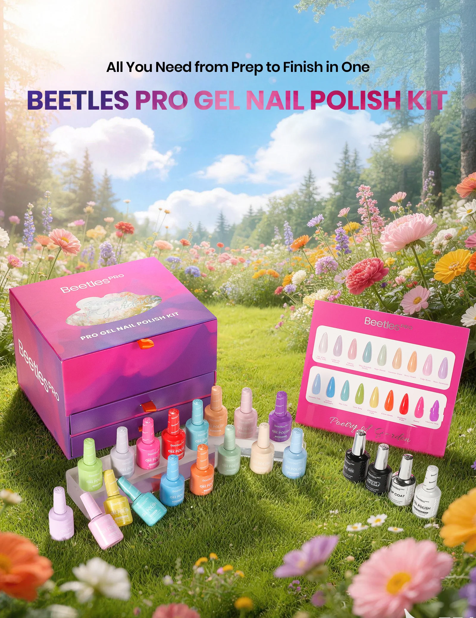 Beetles Pro Poetry of Garden HEMA Free TPO Free 18 Colors Gel Nail Polish Set 15ml - Image 2