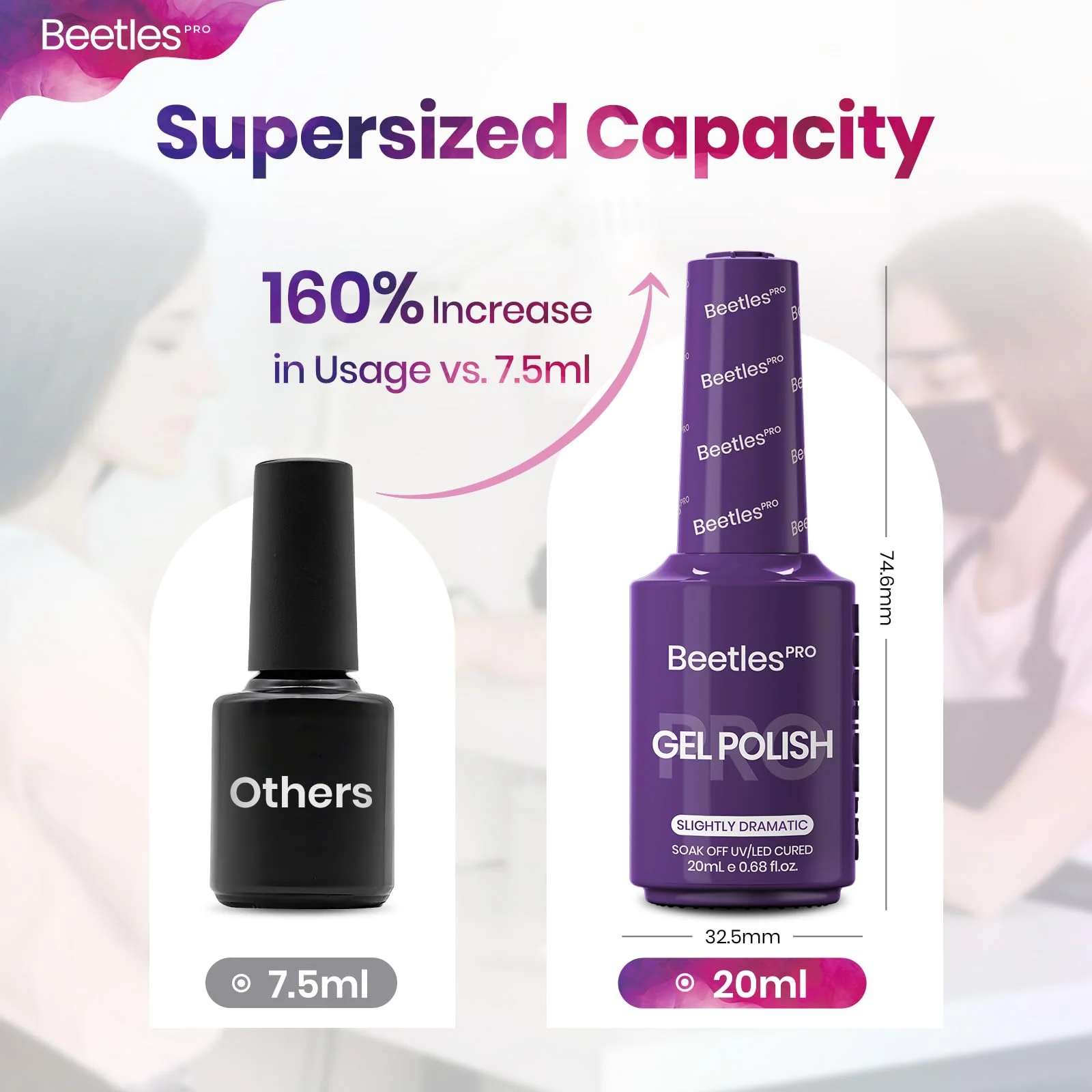 Beetles Pro Purple Gel Polish - Slightly Dramatic, Dark Purple Color 20ML Gel Polish - Image 6
