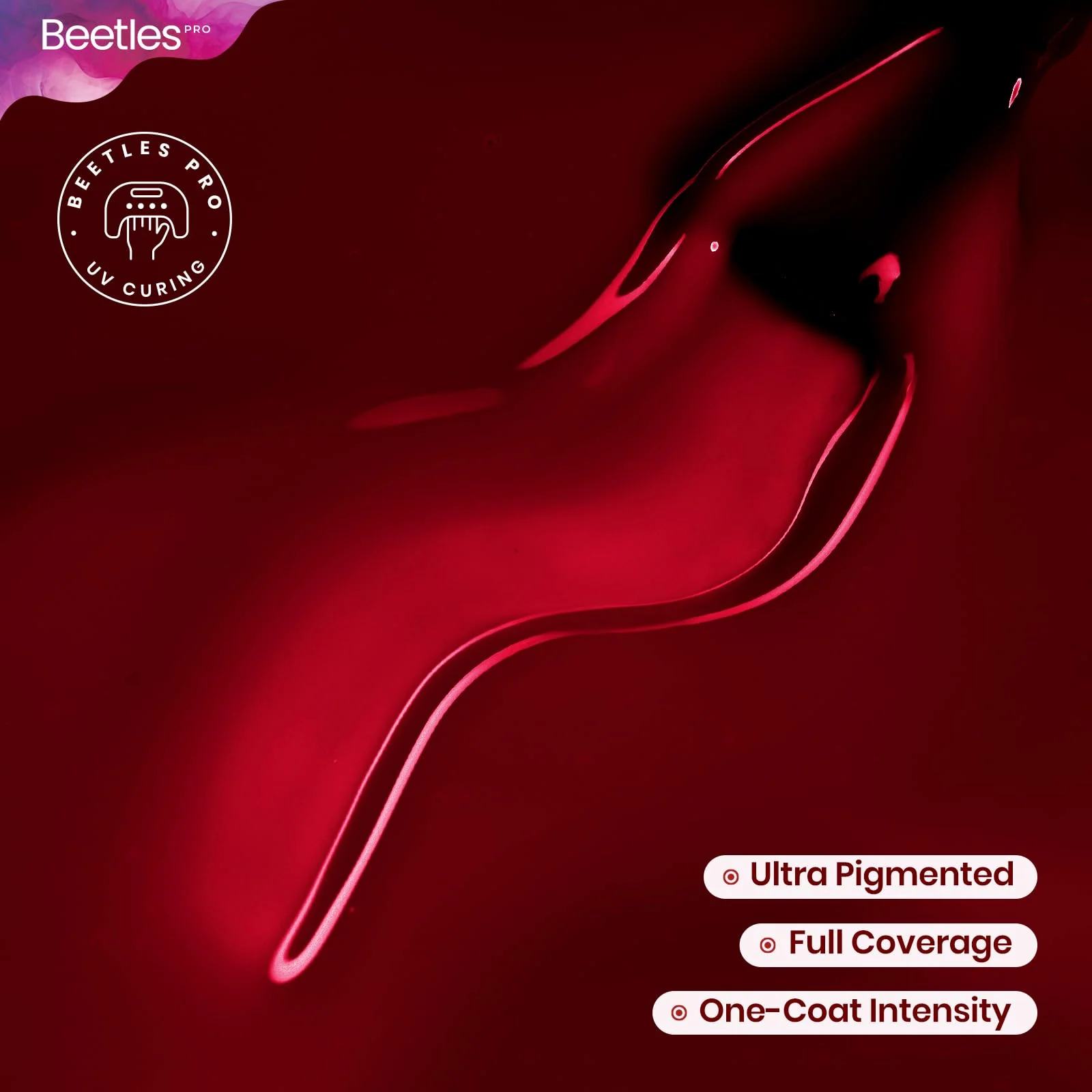 Beetles Pro Red Gel Polish - Make It Happen, Dark Burgundy Wine Red Color 20ML Gel Polish - Image 3