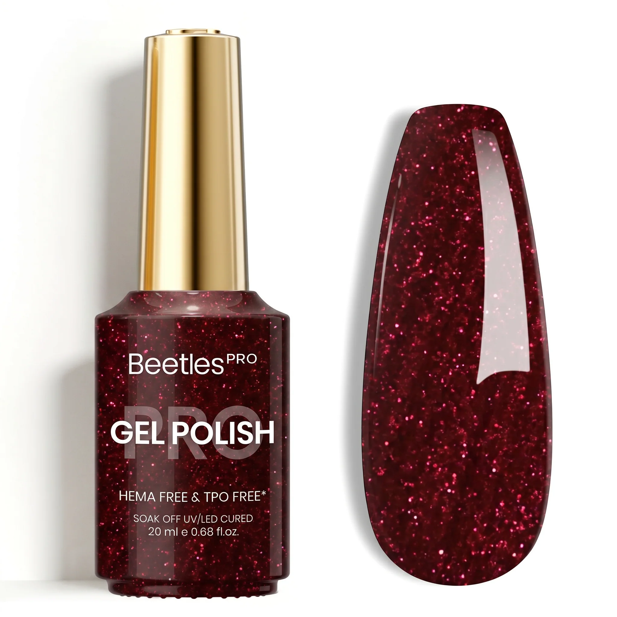 Beetles Pro Ruby Afterglow HEMA Free TPO Free Shimmer Gel Nail Polish 20ml