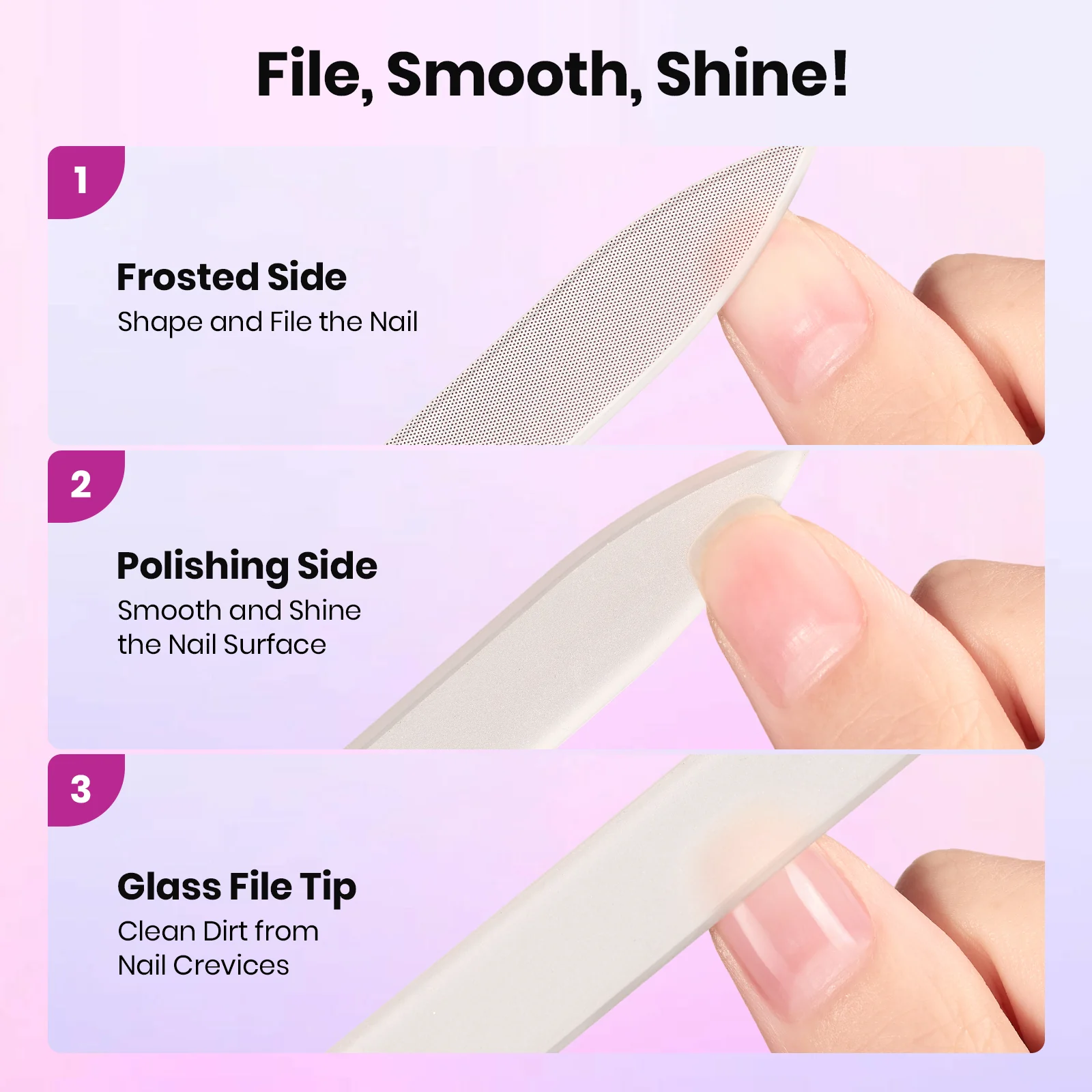 Beetles Pro Shine & Shape Trio Glass Nail File - Image 6