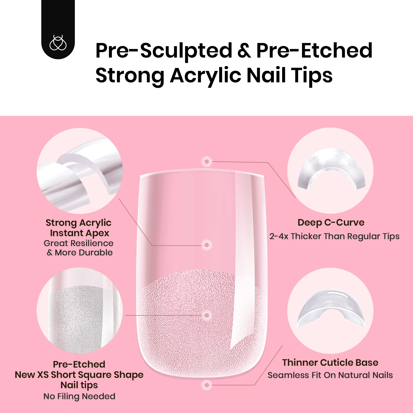 Beetles Pro Tipex Instant Apex Nail Tips 512pcs Short Square Thicker Strong Acrylic Tips for DIY Salon-look Extensions - Image 3