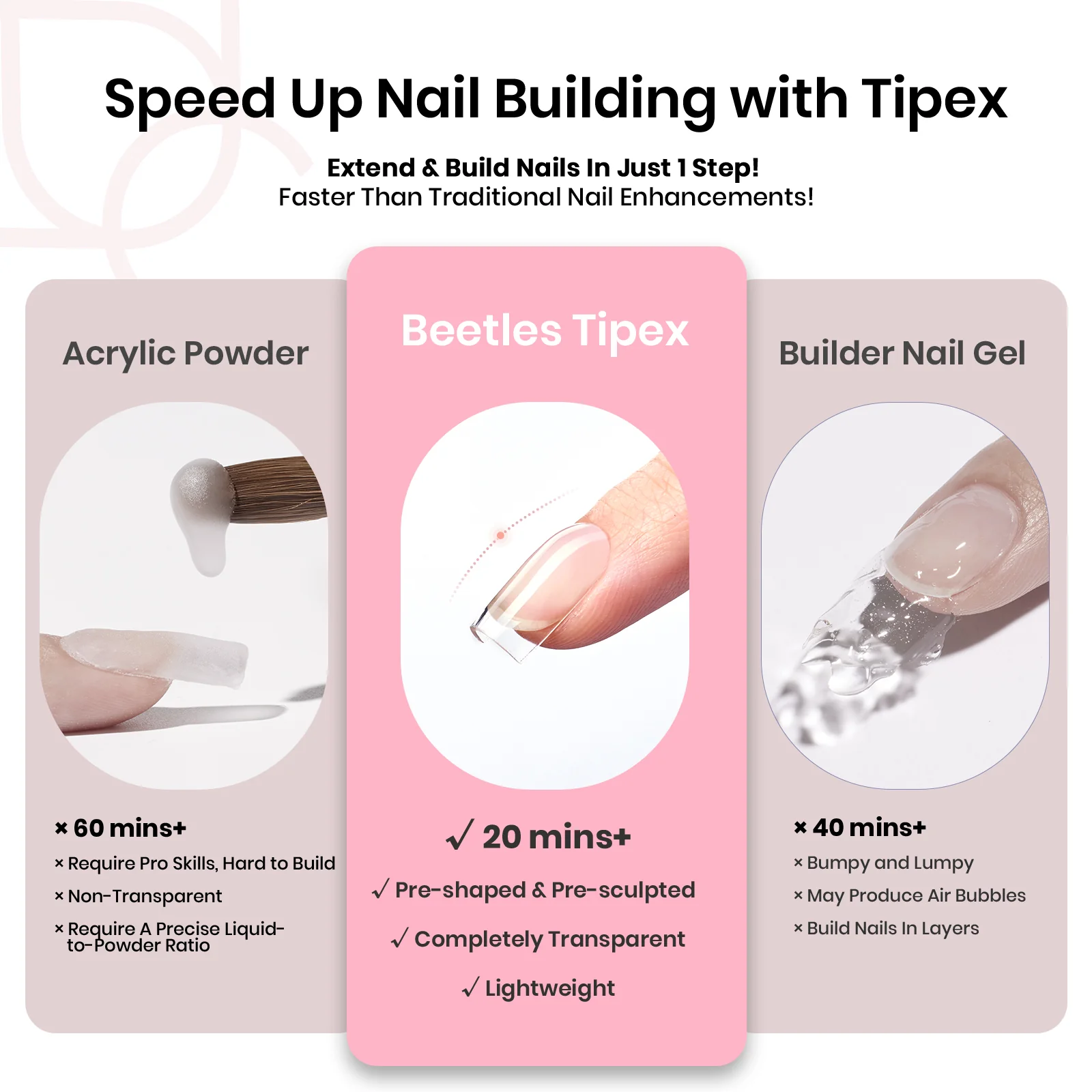 Beetles Pro Tipex Instant Apex Nail Tips 512pcs Short Square Thicker Strong Acrylic Tips for DIY Salon-look Extensions - Image 4
