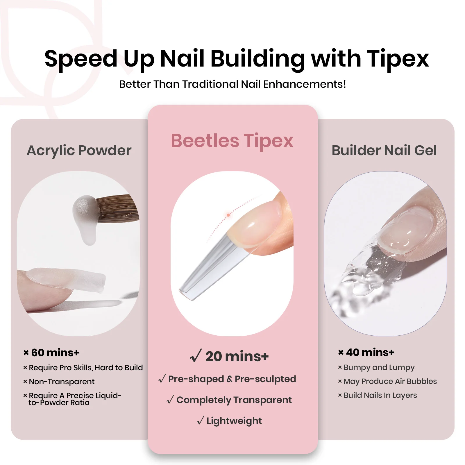 Beetles Pro Tipex Instant Apex Nail Tips, Long Coffin 512pcs, Thicker Strong Acrylic Tips for DIY Salon-look Extensions - Image 4