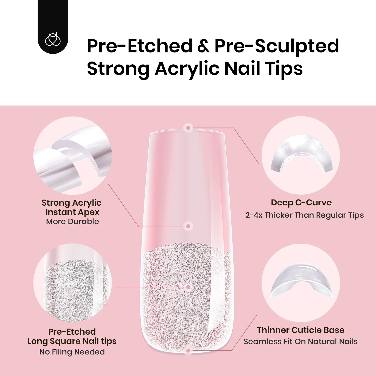 Beetles Pro Tipex Instant Apex Nail Tips, Long Square 512pcs, Thicker Strong Acrylic Tips for DIY Salon-look Extensions - Image 3