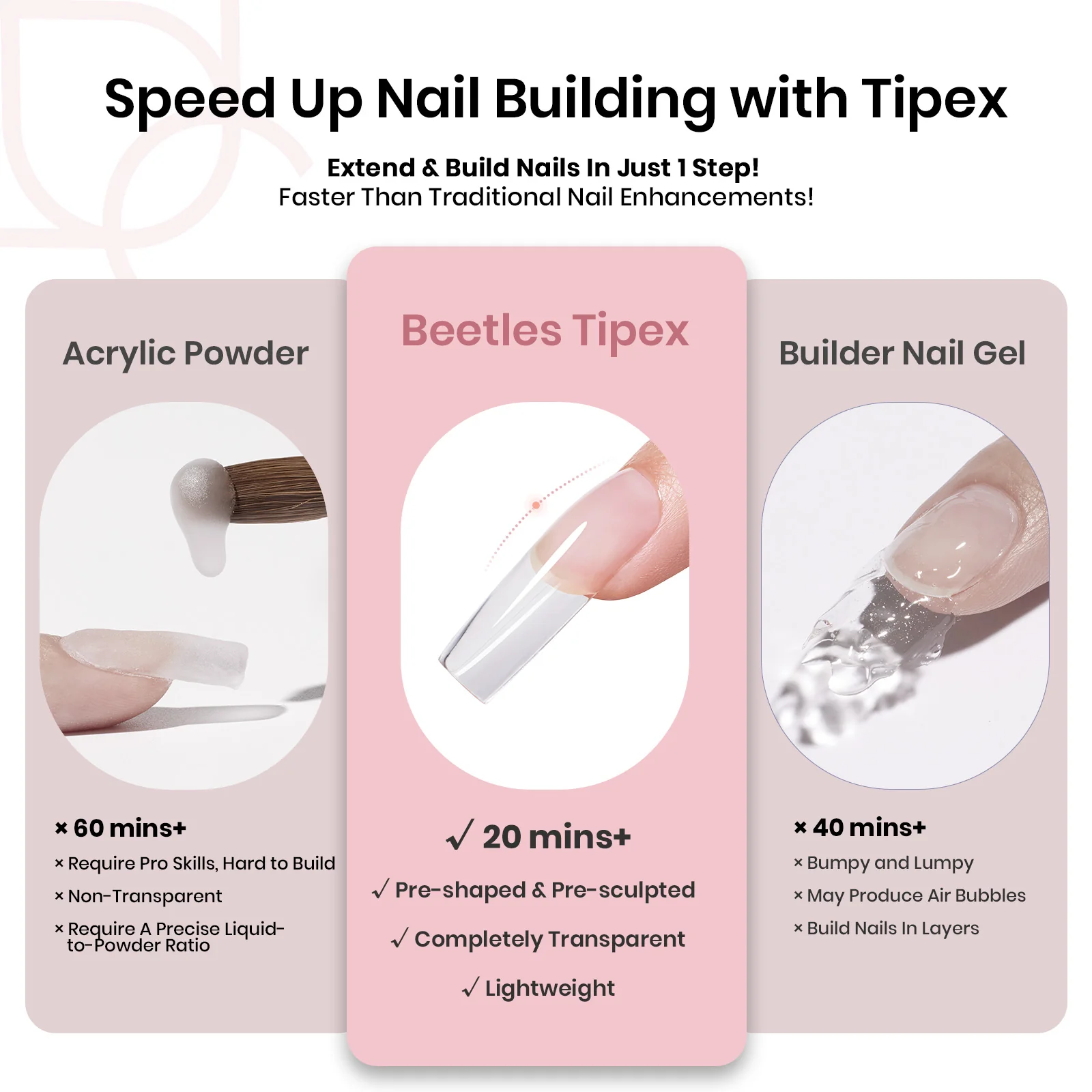 Beetles Pro Tipex Instant Apex Nail Tips, Long Square 512pcs, Thicker Strong Acrylic Tips for DIY Salon-look Extensions - Image 4