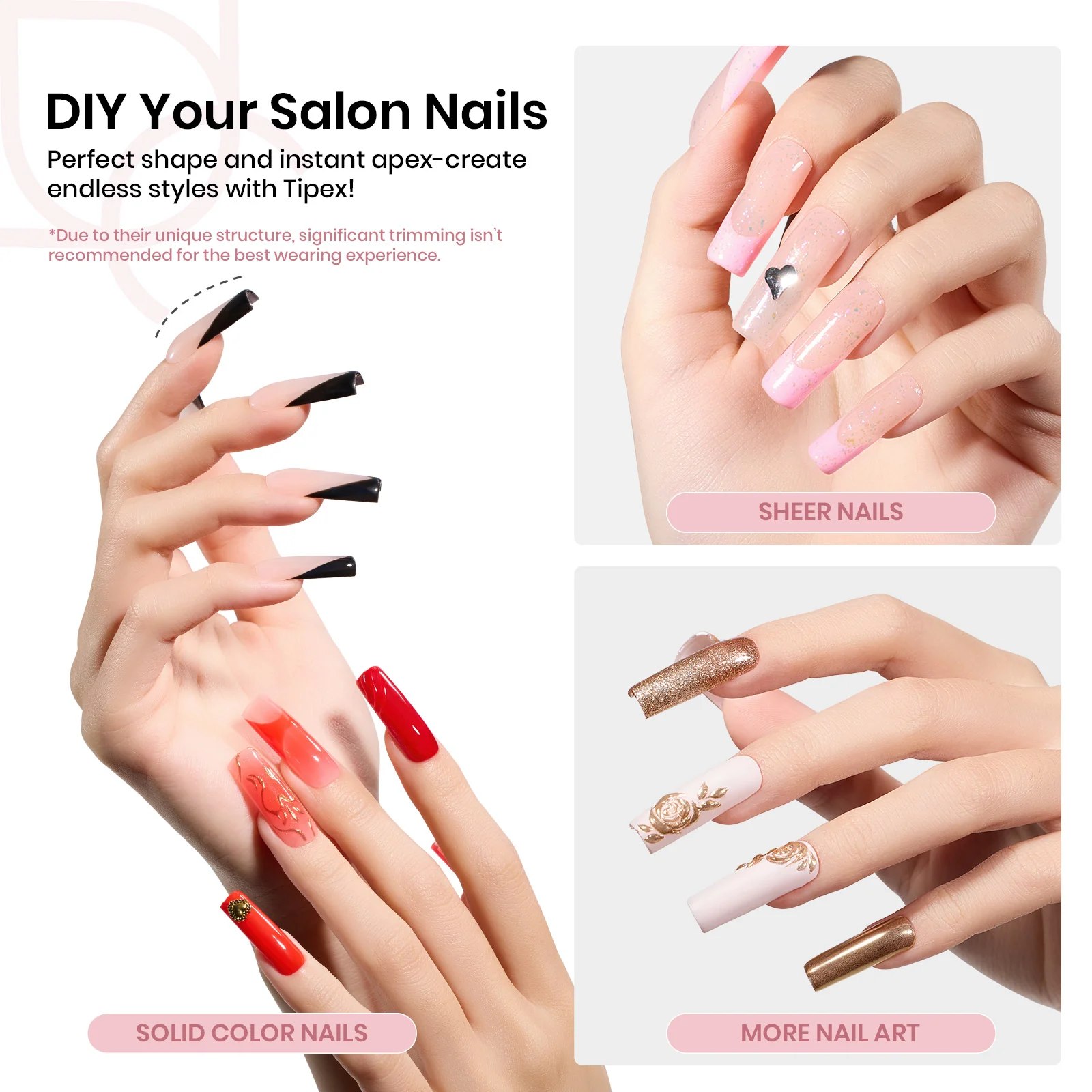Beetles Pro Tipex Instant Apex Nail Tips, Long Square 512pcs, Thicker Strong Acrylic Tips for DIY Salon-look Extensions - Image 5