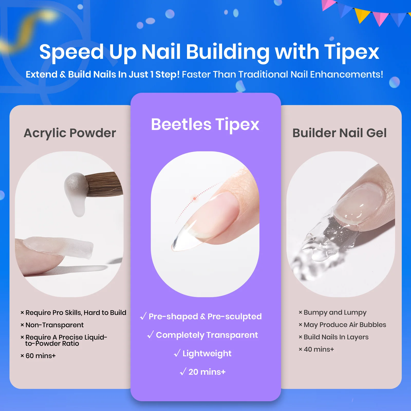 Beetles Pro Tipex Instant Apex Nail Tips, Medium Almond 512pcs, Thicker Strong Acrylic Tips for DIY Salon-look Extensions - Image 4