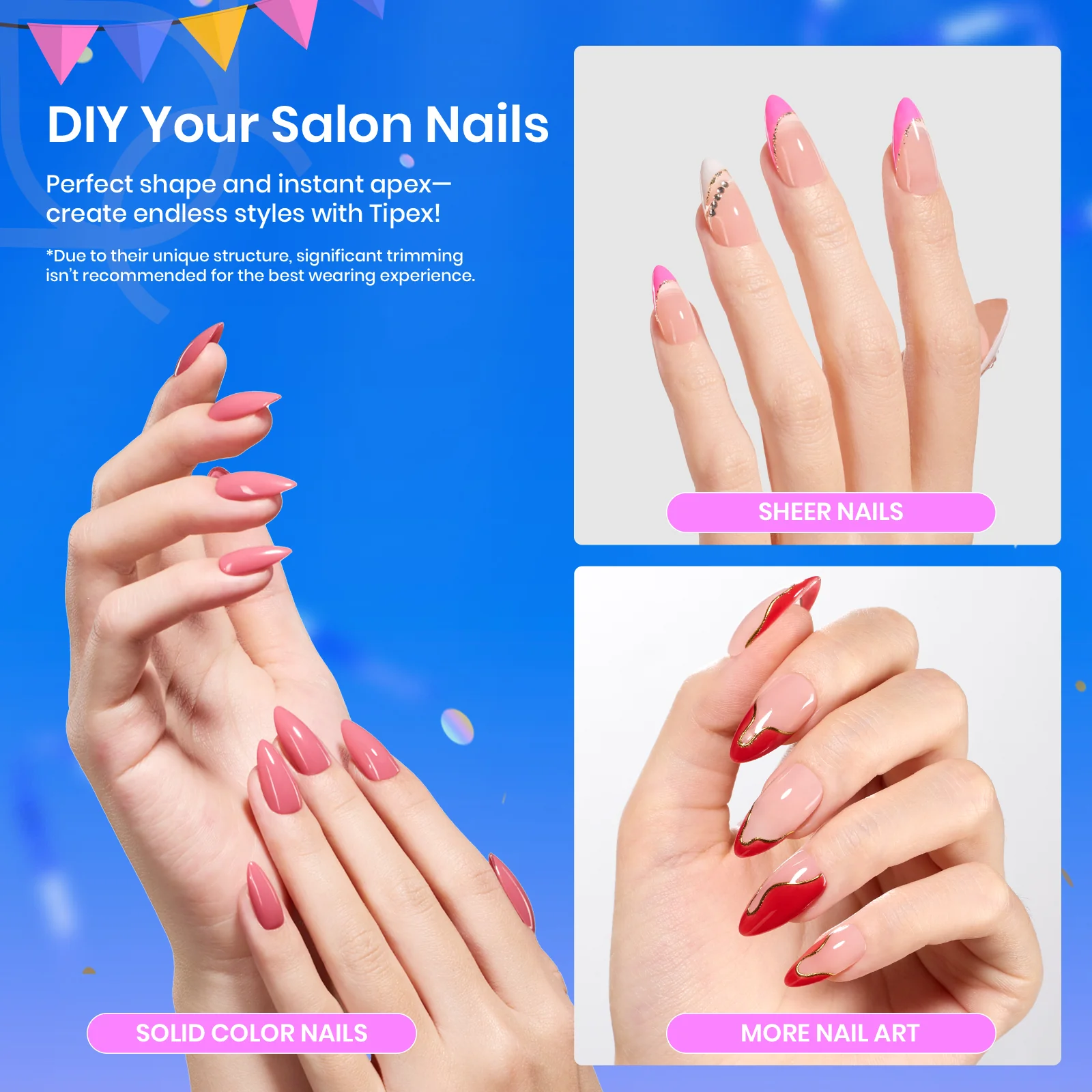 Beetles Pro Tipex Instant Apex Nail Tips, Medium Almond 512pcs, Thicker Strong Acrylic Tips for DIY Salon-look Extensions - Image 5