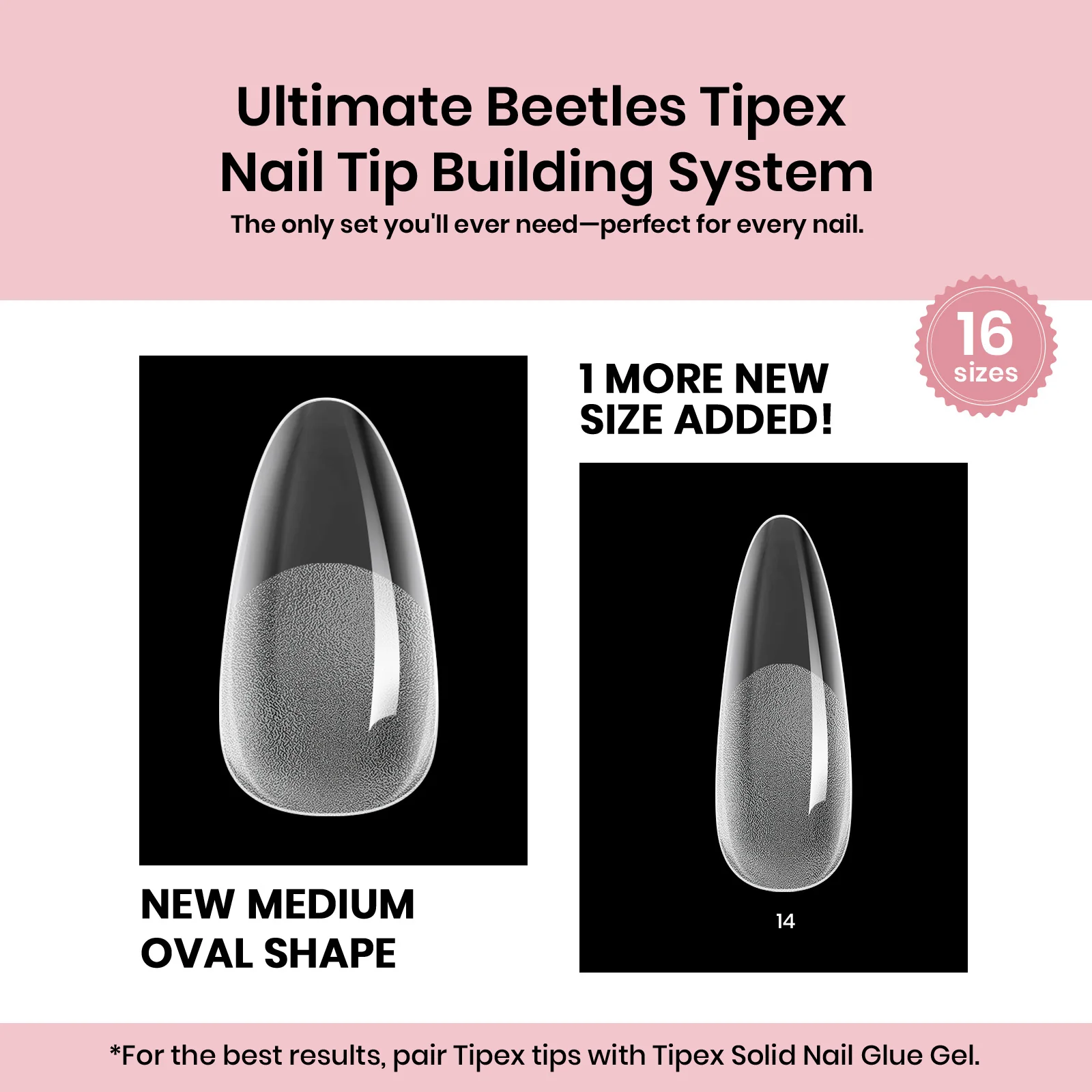 Beetles Pro Tipex Instant Apex Nail Tips, Medium Almond 512pcs, Thicker Strong Acrylic Tips for DIY Salon-look Extensions - Image 2
