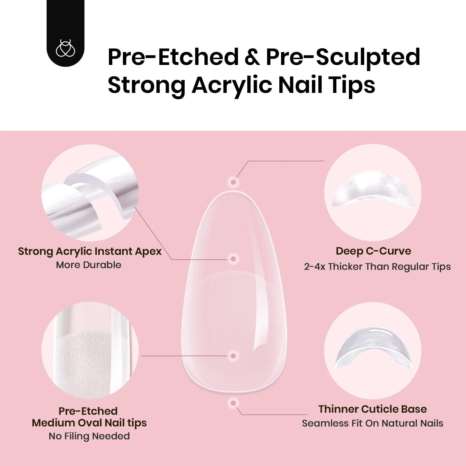 Beetles Pro Tipex Instant Apex Nail Tips, Medium Almond 512pcs, Thicker Strong Acrylic Tips for DIY Salon-look Extensions - Image 3