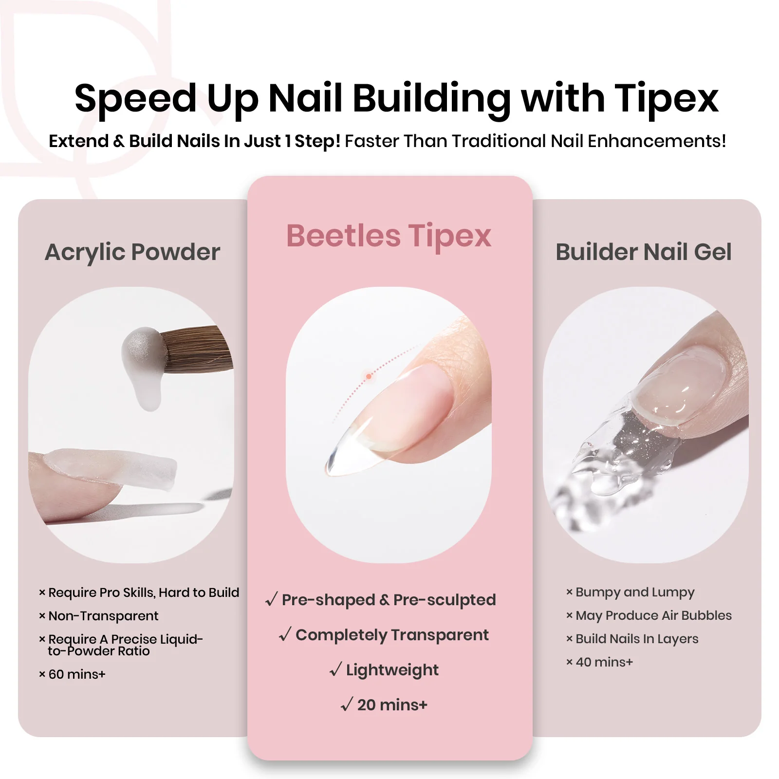 Beetles Pro Tipex Instant Apex Nail Tips, Medium Almond 512pcs, Thicker Strong Acrylic Tips for DIY Salon-look Extensions - Image 4