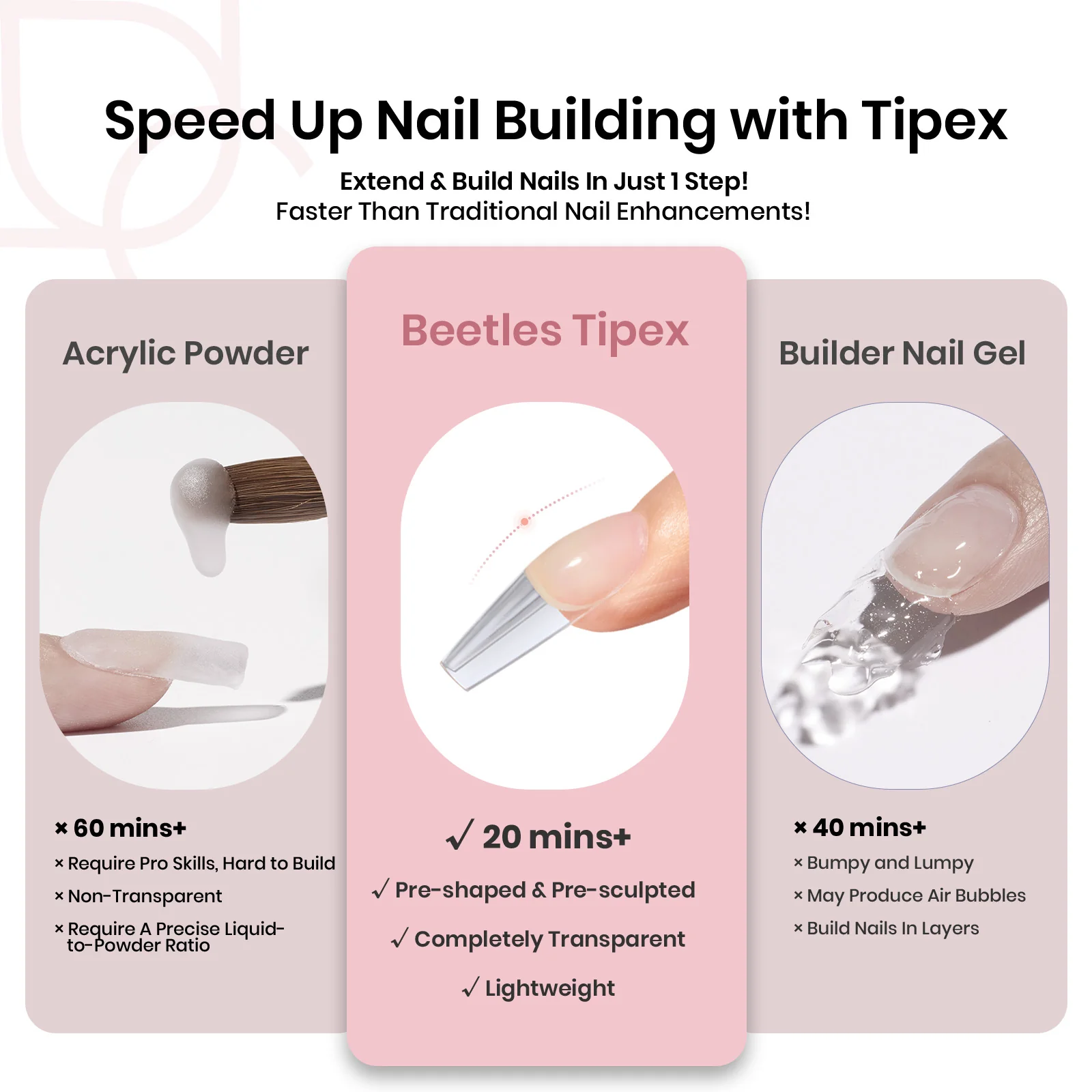 Beetles Pro Tipex Instant Apex Nail Tips, Medium Coffin 512pcs,Thicker Strong Acrylic Tips for DIY Salon-look Extensions - Image 4