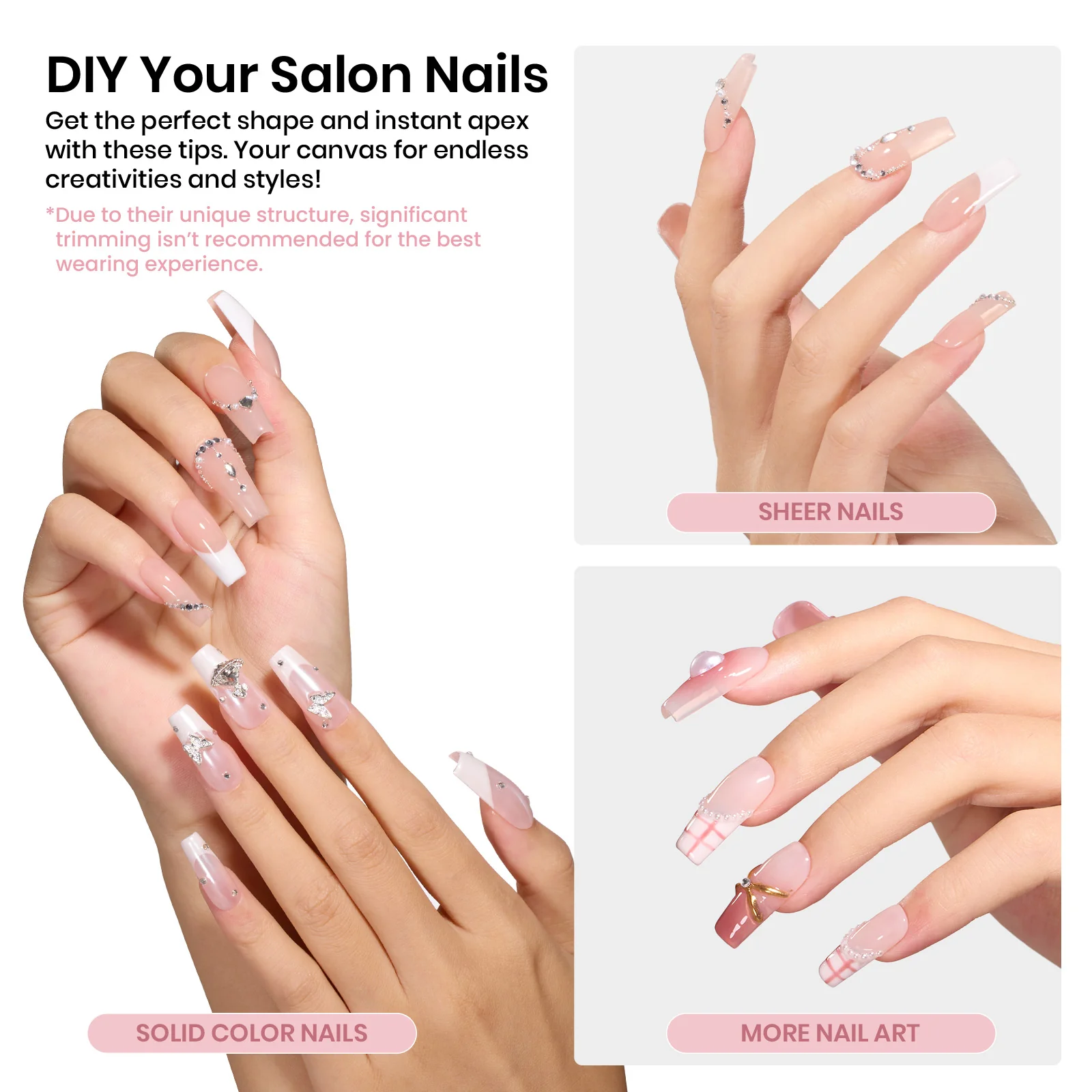 Beetles Pro Tipex Instant Apex Nail Tips, Medium Coffin 512pcs,Thicker Strong Acrylic Tips for DIY Salon-look Extensions - Image 5