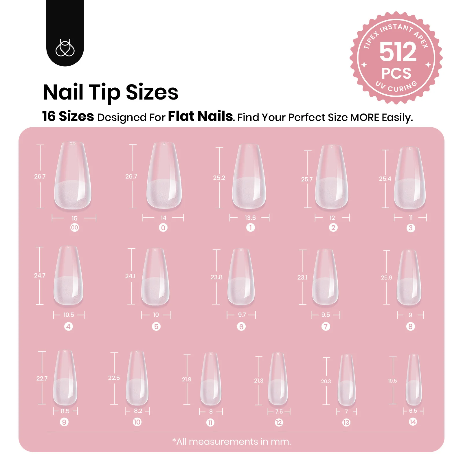 Beetles Pro Tipex Instant Apex Nail Tips, Medium Coffin 512pcs,Thicker Strong Acrylic Tips for DIY Salon-look Extensions - Image 6