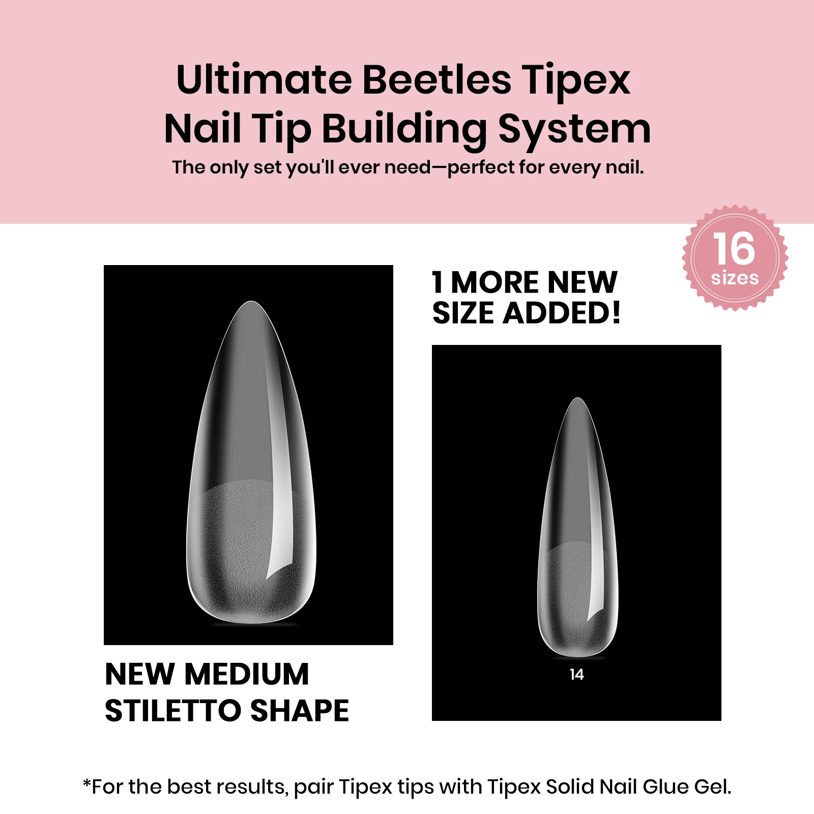 Beetles Pro Tipex Instant Apex Nail Tips, Medium Stiletto 512pcs, Thicker Strong Acrylic Tips for DIY Salon-look Extensions - Image 2