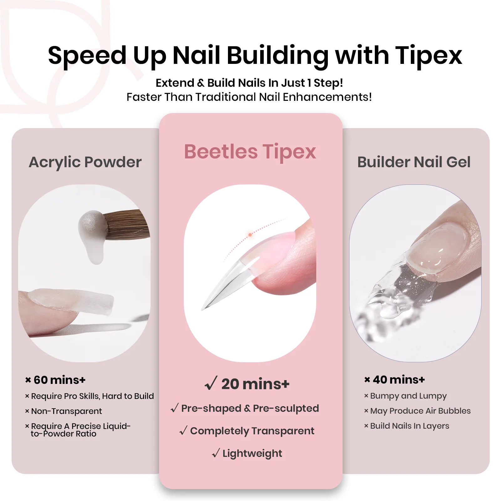 Beetles Pro Tipex Instant Apex Nail Tips, Medium Stiletto 512pcs, Thicker Strong Acrylic Tips for DIY Salon-look Extensions - Image 4