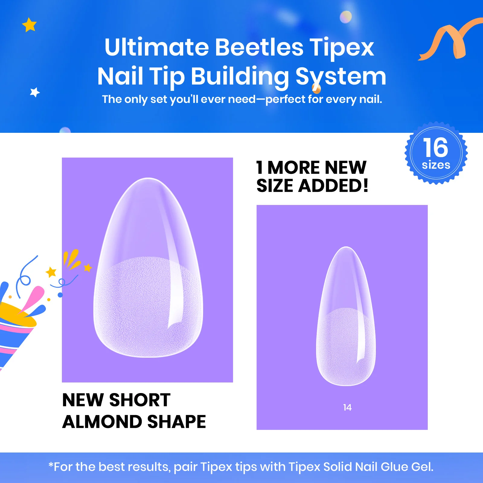 Beetles Pro Tipex Instant Apex Nail Tips, Short Almond 512pcs, Thicker Strong Acrylic Tips for DIY Salon-look Extensions - Image 2