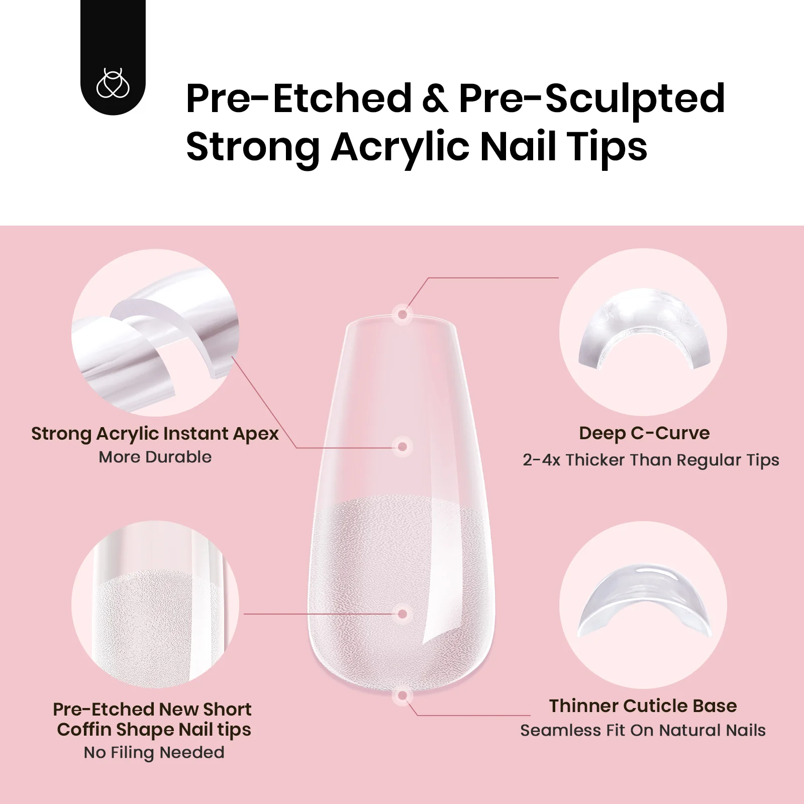 Beetles Pro Tipex Instant Apex Nail Tips, Short Coffin 512pcs, Thicker Strong Acrylic Tips for DIY Salon-look Extensions - Image 3