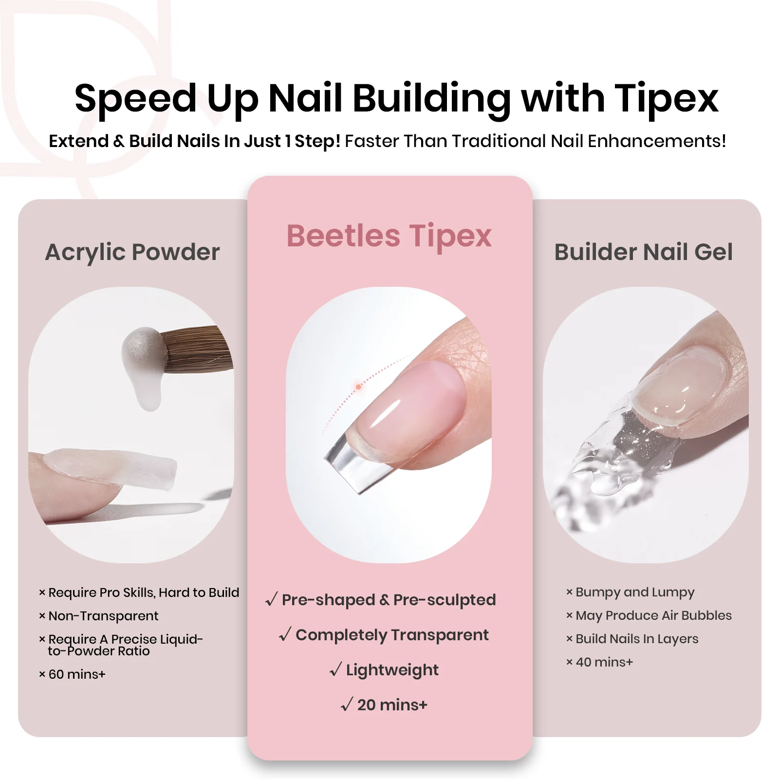 Beetles Pro Tipex Instant Apex Nail Tips, Short Coffin 512pcs, Thicker Strong Acrylic Tips for DIY Salon-look Extensions - Image 4