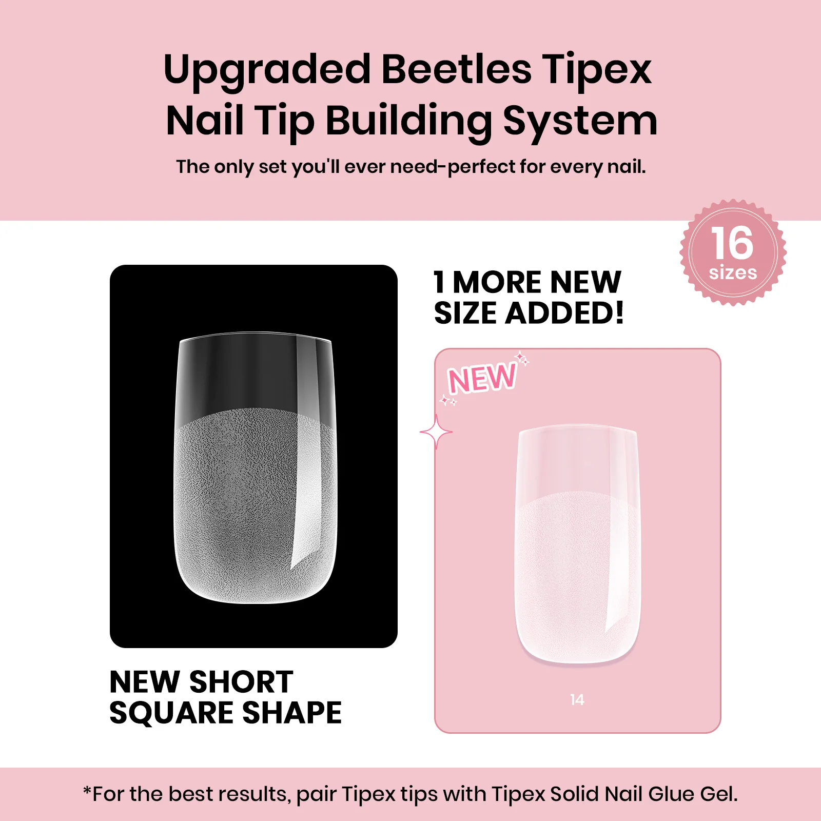 Beetles Pro Tipex Instant Apex Nail Tips, Short Square 512pcs, Thicker Strong Acrylic Tips for DIY Salon-look Extensions - Image 2