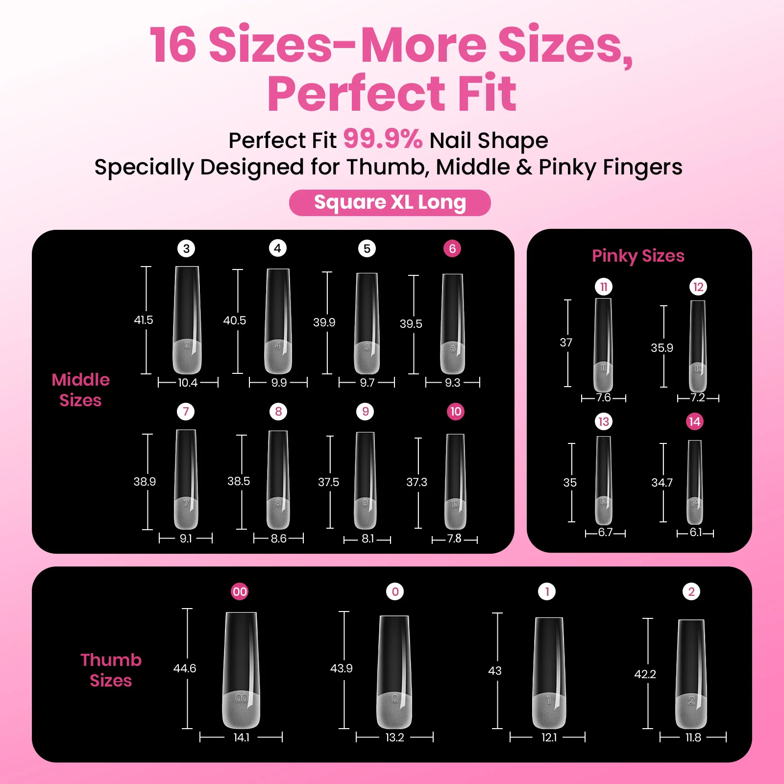 Beetles Pro Tipex Instant Apex Nail Tips, XXL Square 512pcs 16 Sizes for DIY Salon-look Extensions - Image 6
