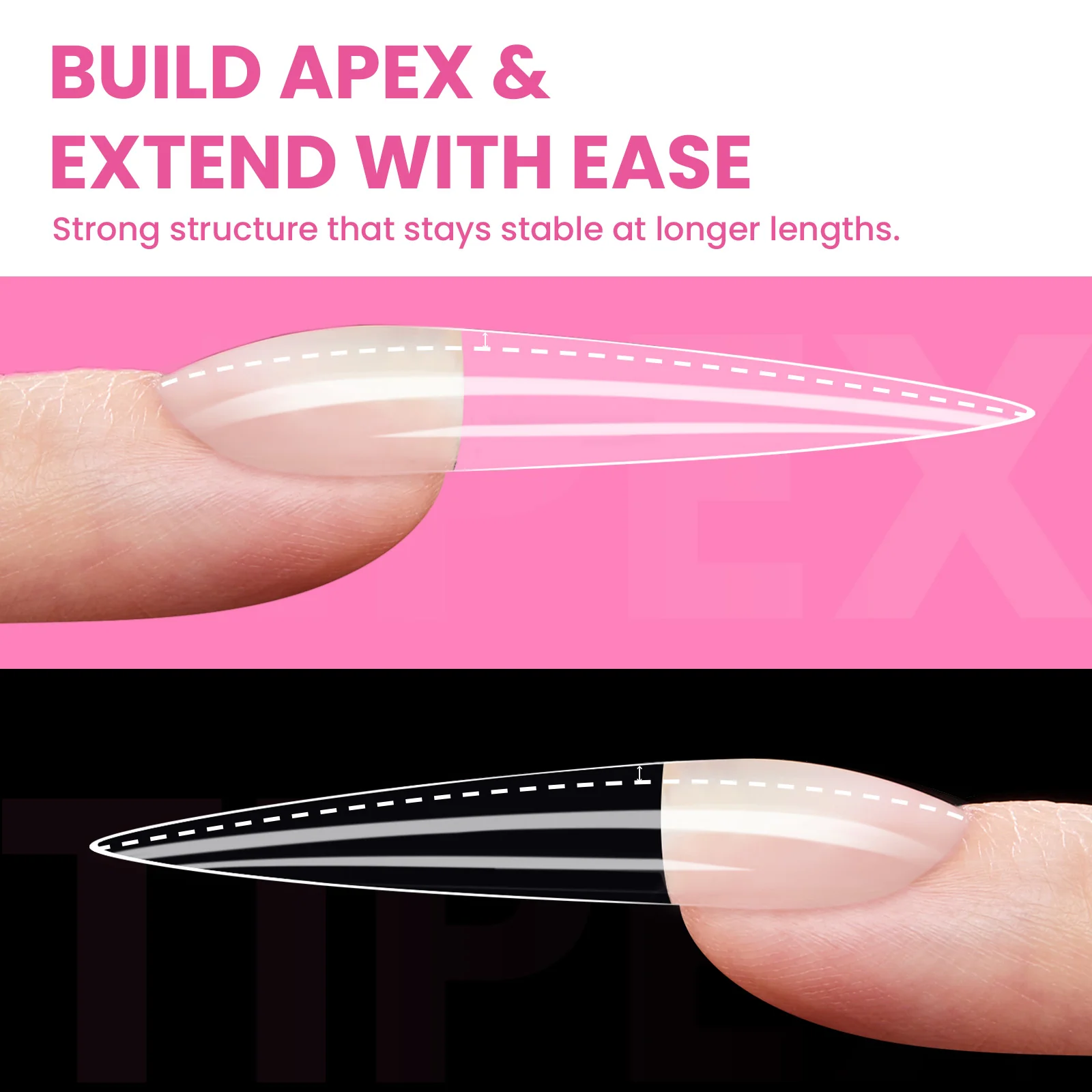 Beetles Pro Tipex Instant Apex Nail Tips, XXL Stiletto, 512pcs 16 Sizes for DIY Salon-look Extensions - Image 4
