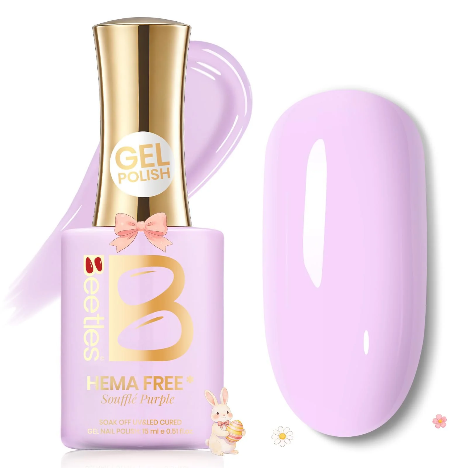 Beetles Purple Gel Nail Polish - Souffle Purple Gel Polish 15ML/0.51Fl Oz, Same Color Same Bottle, Soak Off UV LED Lamp Pastel Nail Art - Image 8