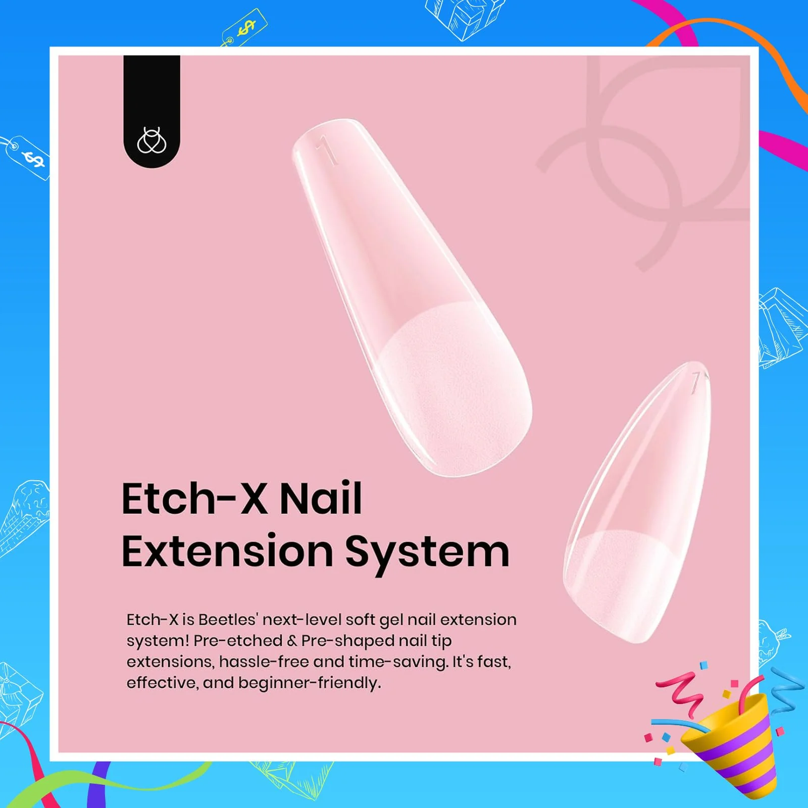Beetles Short Almond Nail Tips: 12 Sizes 288 PCS Half Matte Full Cover Gel Tips Clear Acrylic Gel Nail Tips Almond Shape for DIY Extension - Image 5