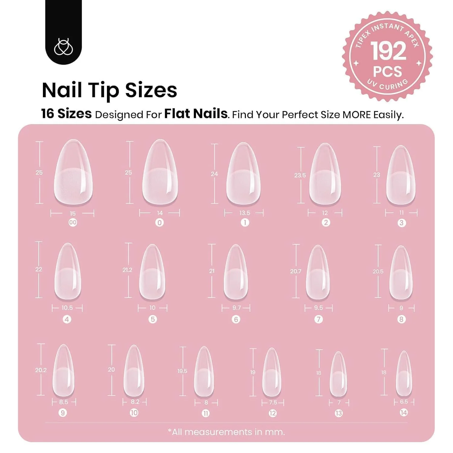 Beetles Almond Medium Tipex Nail Tips | 192 pcs - Image 6