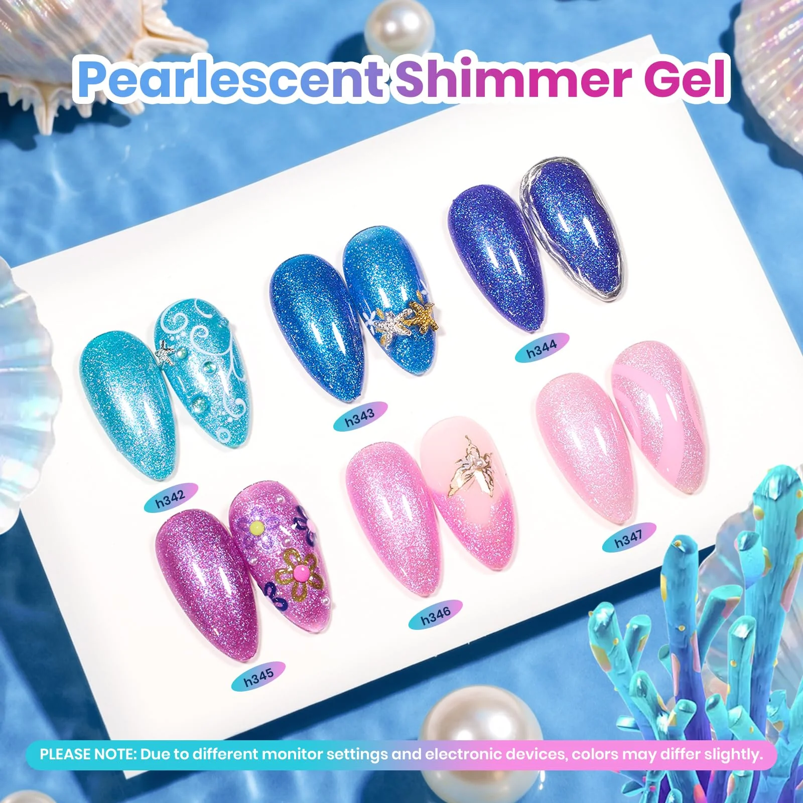 Beetles Siren Scale Glitter 6 Colors Gel Nail Polish Set 9ml With Rhinestones & Swatch Card - Image 3