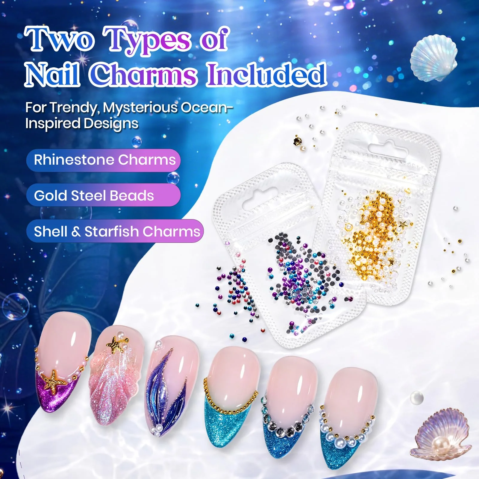Beetles Siren Song Cat Eye  6 Colors 9ml Gel Nail Polish Set With Cat Eye Magnet Water Ripple Magnet Stick Nail Charms - Image 4