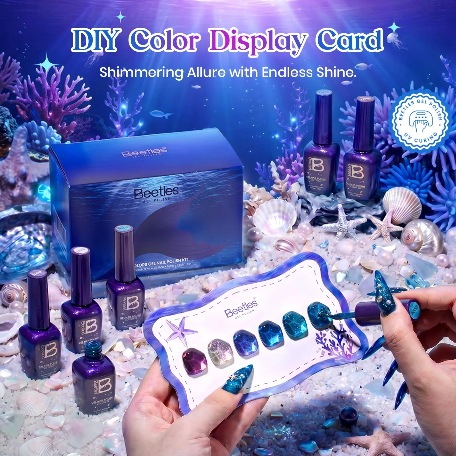 Beetles Siren Song Cat Eye  6 Colors 9ml Gel Nail Polish Set With Cat Eye Magnet Water Ripple Magnet Stick Nail Charms - Image 5