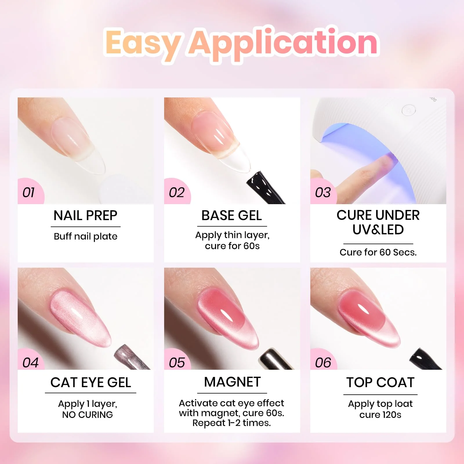 Beetles Soft Glow Pudding 6 Colors Summer Nails Jelly Pastel Pink Cat Eye Glitter Gel Nail Polish Set - Image 8