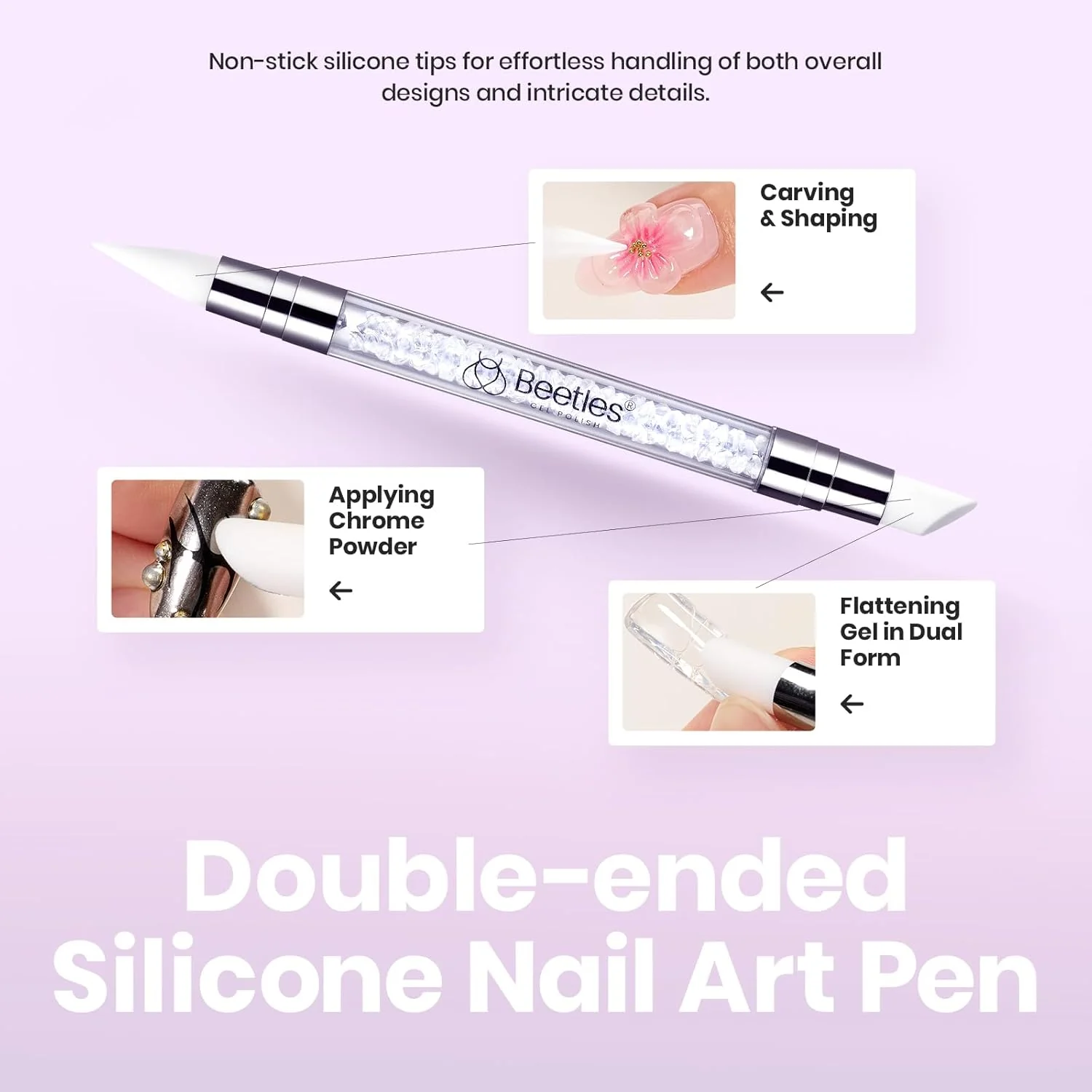 Beetles Clear Hard Gel for Nail Sculpting with Chrome Powder Brush - 30g - Image 6