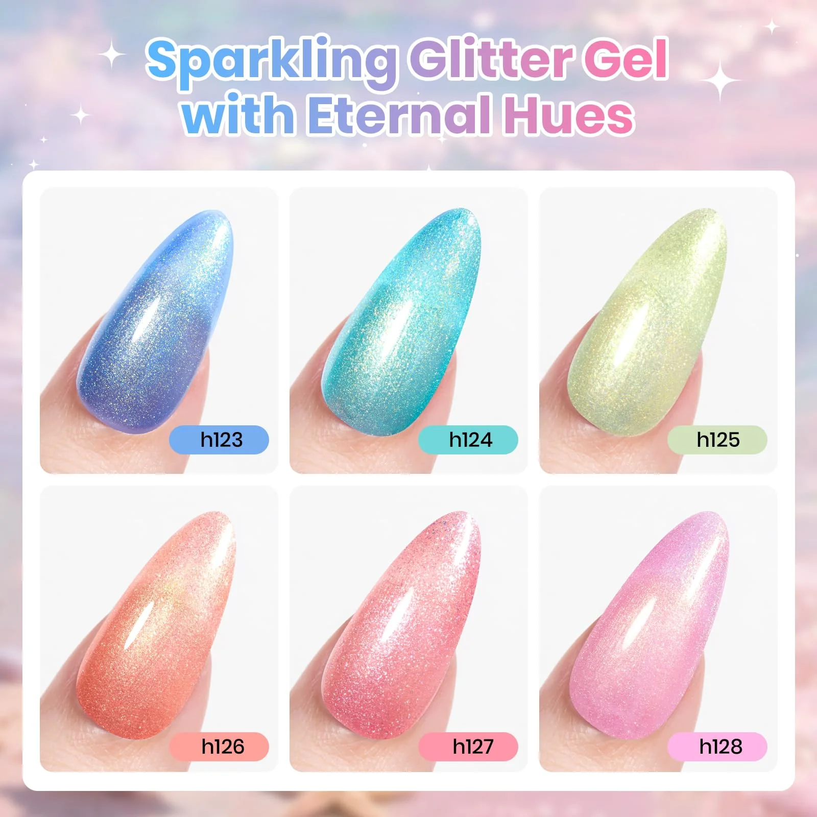Beetles Sparkling Glitter 6 Colors Gleam Summer Nails Pastel Nude Gel Polish Set - Image 3