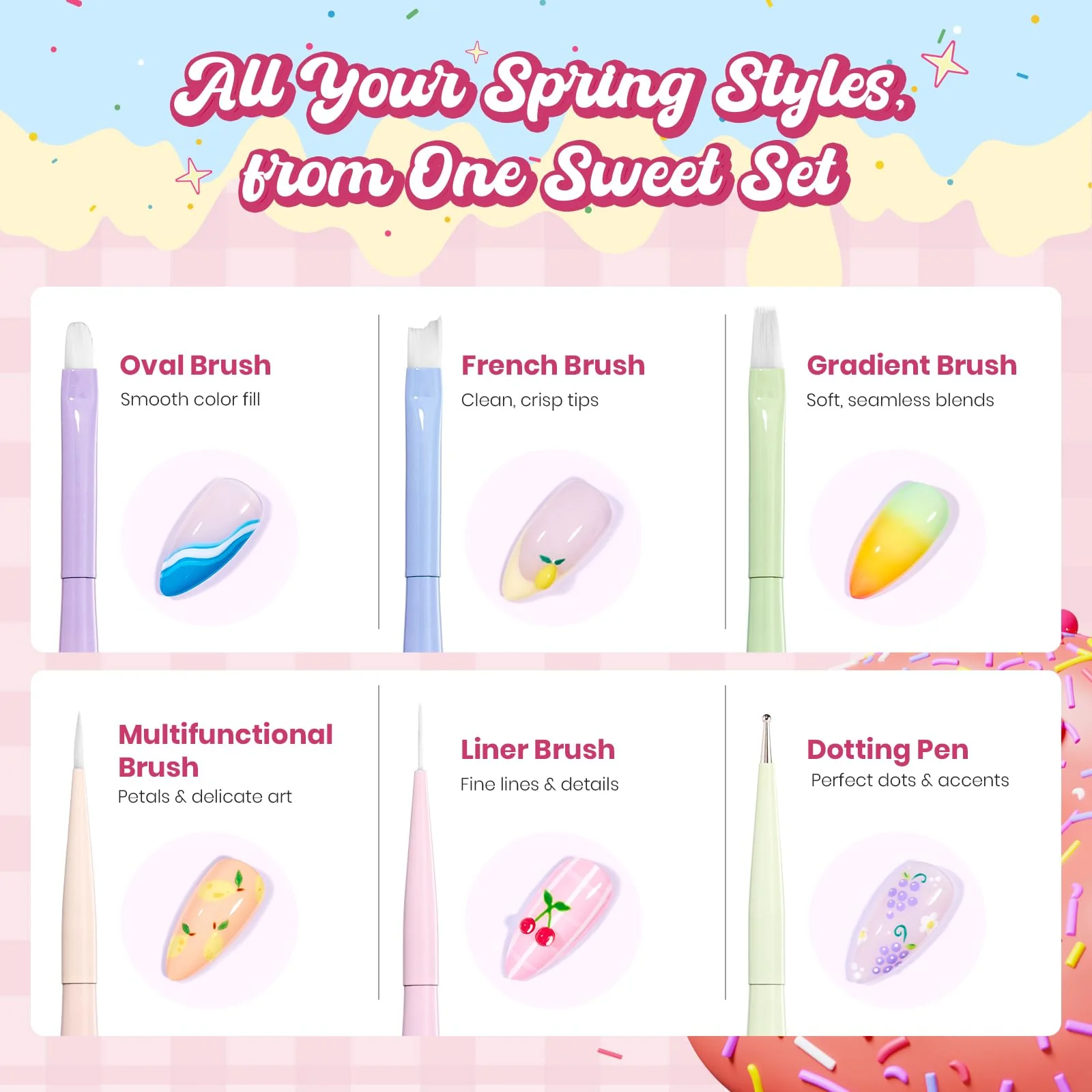 Beetles Nail Art Brushes 6pcs – Sweet Swirl Nail Art Tools Liner Brushes for Nails Dotting - Image 7