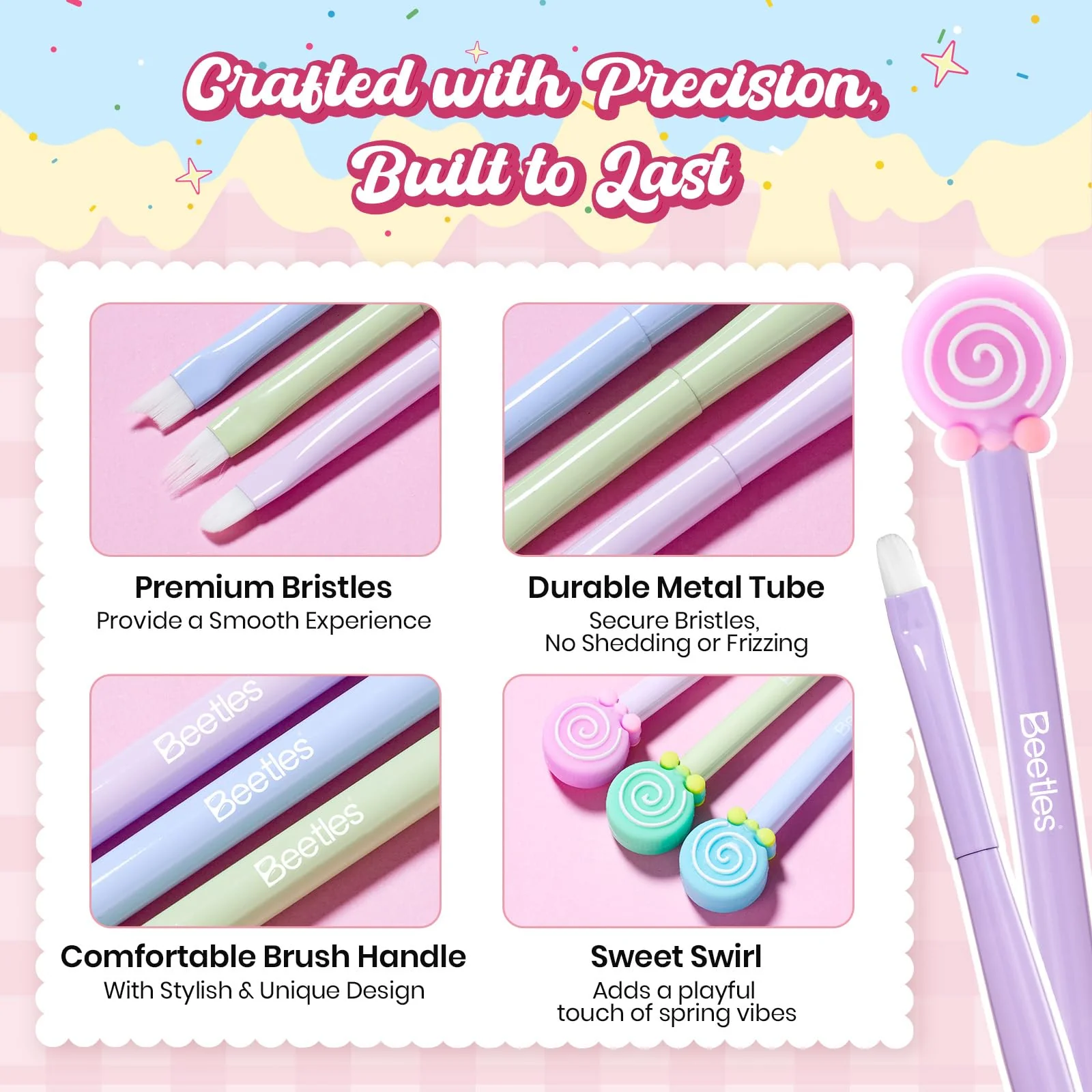 Beetles Nail Art Brushes 6pcs – Sweet Swirl Nail Art Tools Liner Brushes for Nails Dotting - Image 8