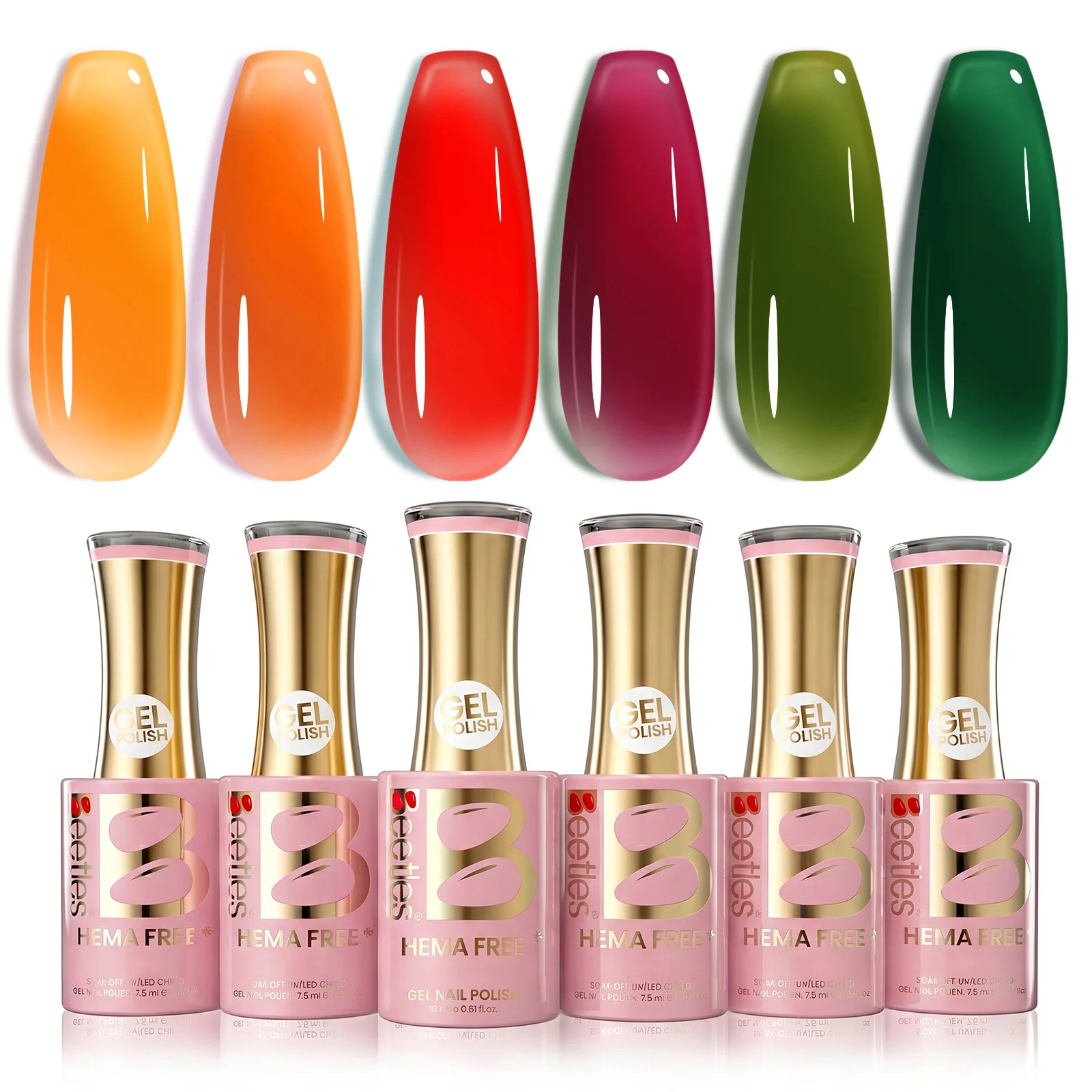 Beetles Stay Shining Autumn Prism HEMA Free TPO Free 6 Colors Jelly Gel Set 7.5ml