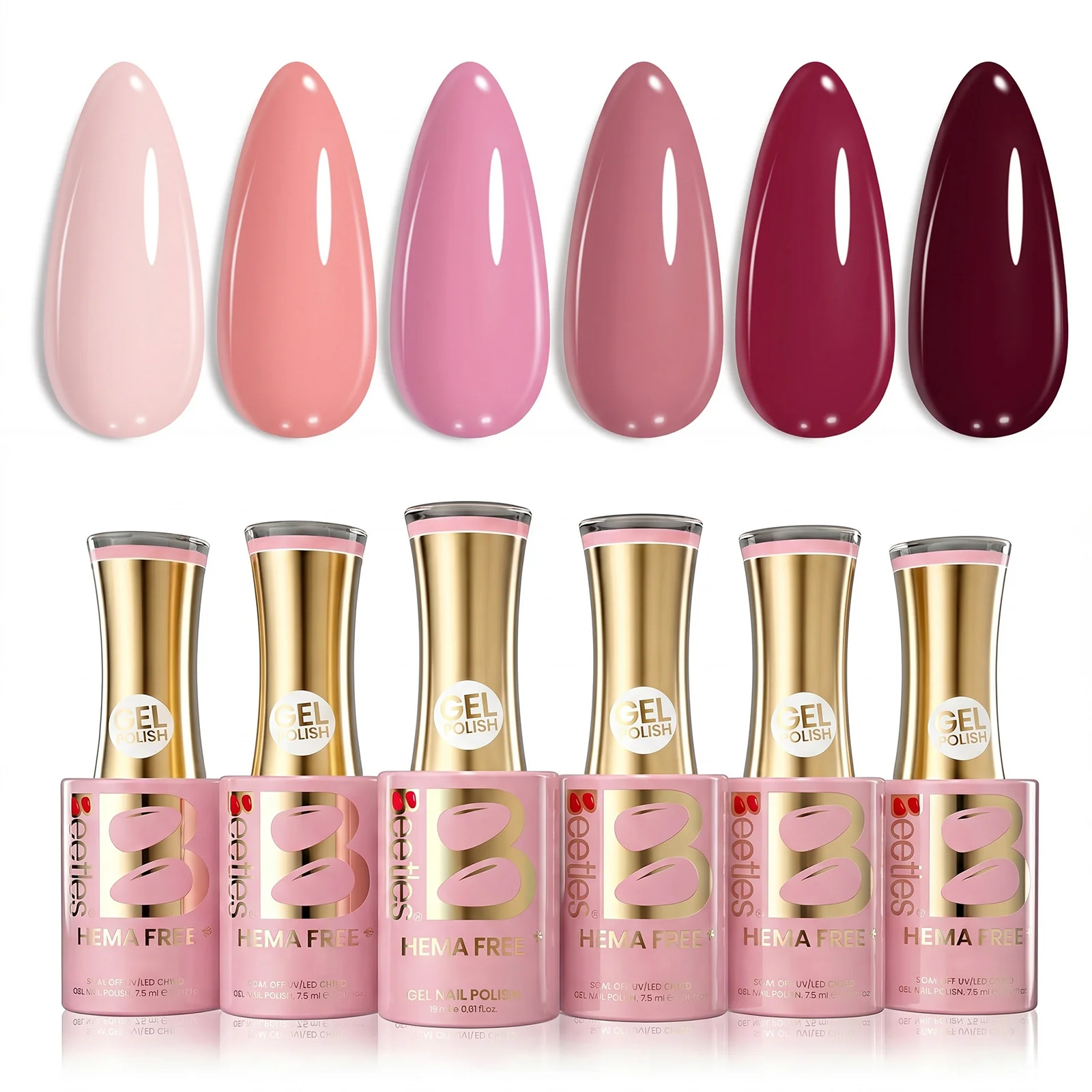 Beetles Stay Shining Ballet Rosa HEMA Free TPO Free 6 Colors Gel Nail Polish Set 7.5ml