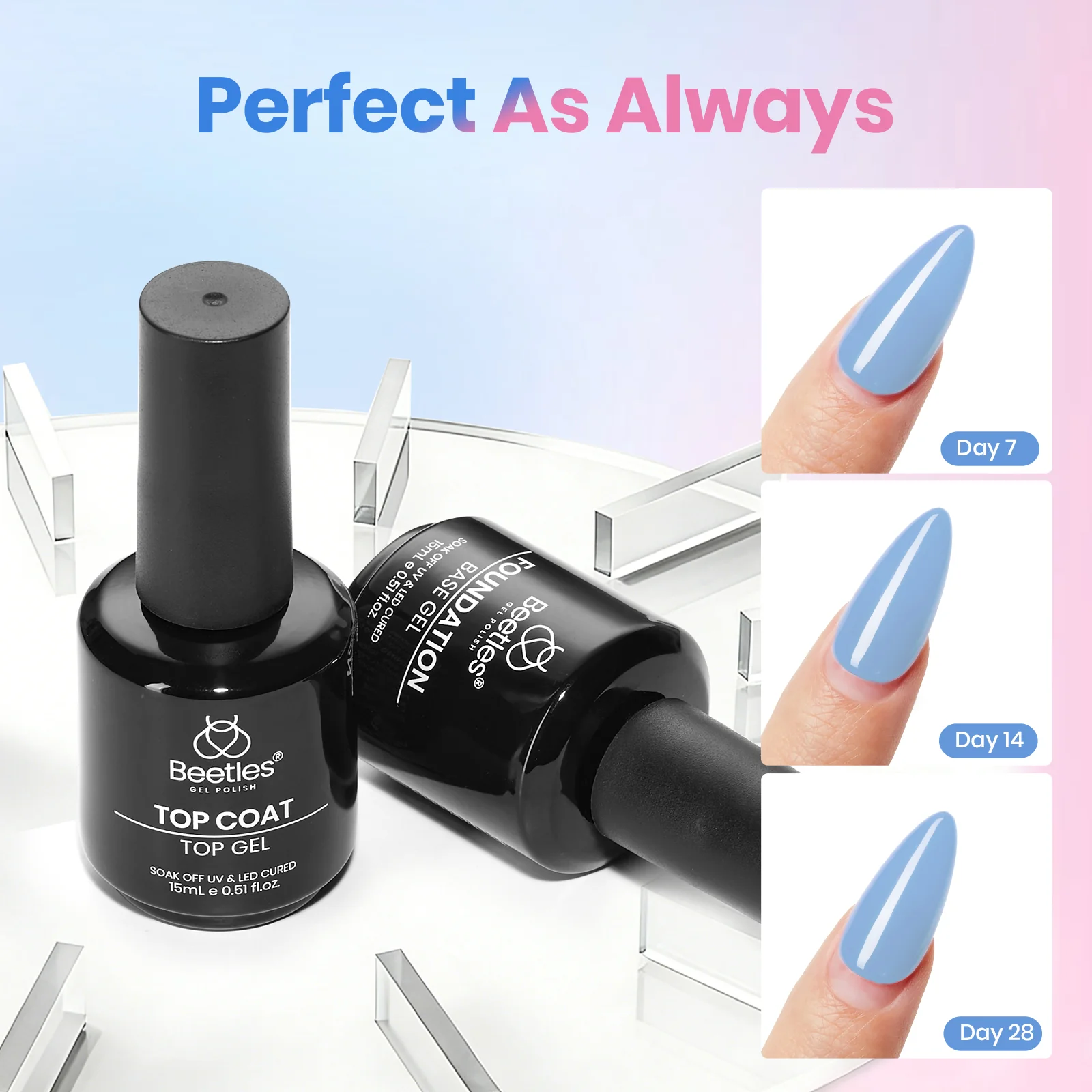 Beetles Stay Shining Base and Top Coat Set HEMA Free & TPO Free 15ml - Image 5