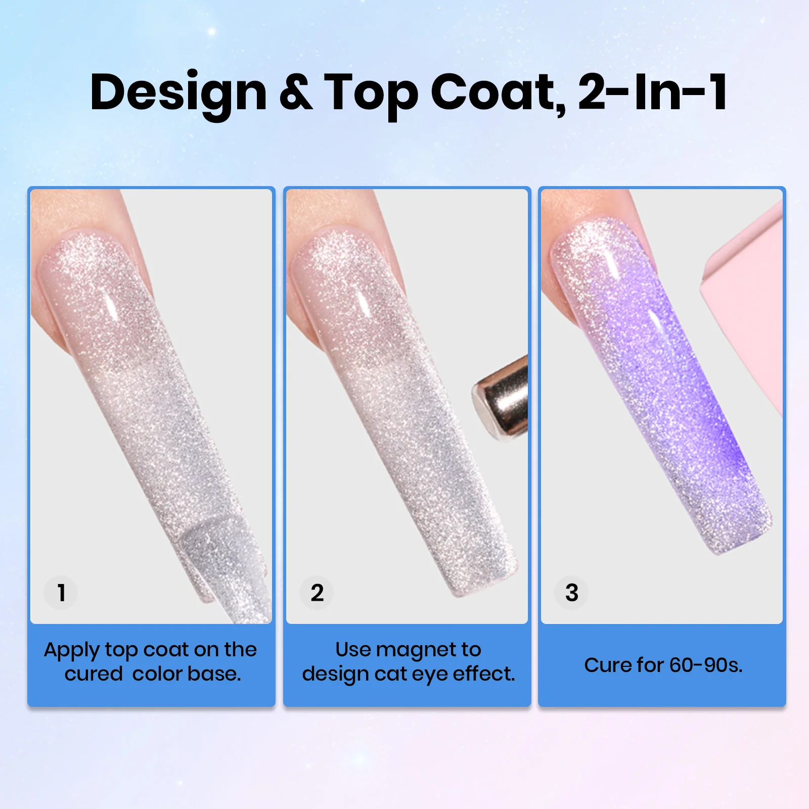 Beetles Stay Shining Cat Eye Top Coat HEMA Free & TPO Free 15ml - Image 4