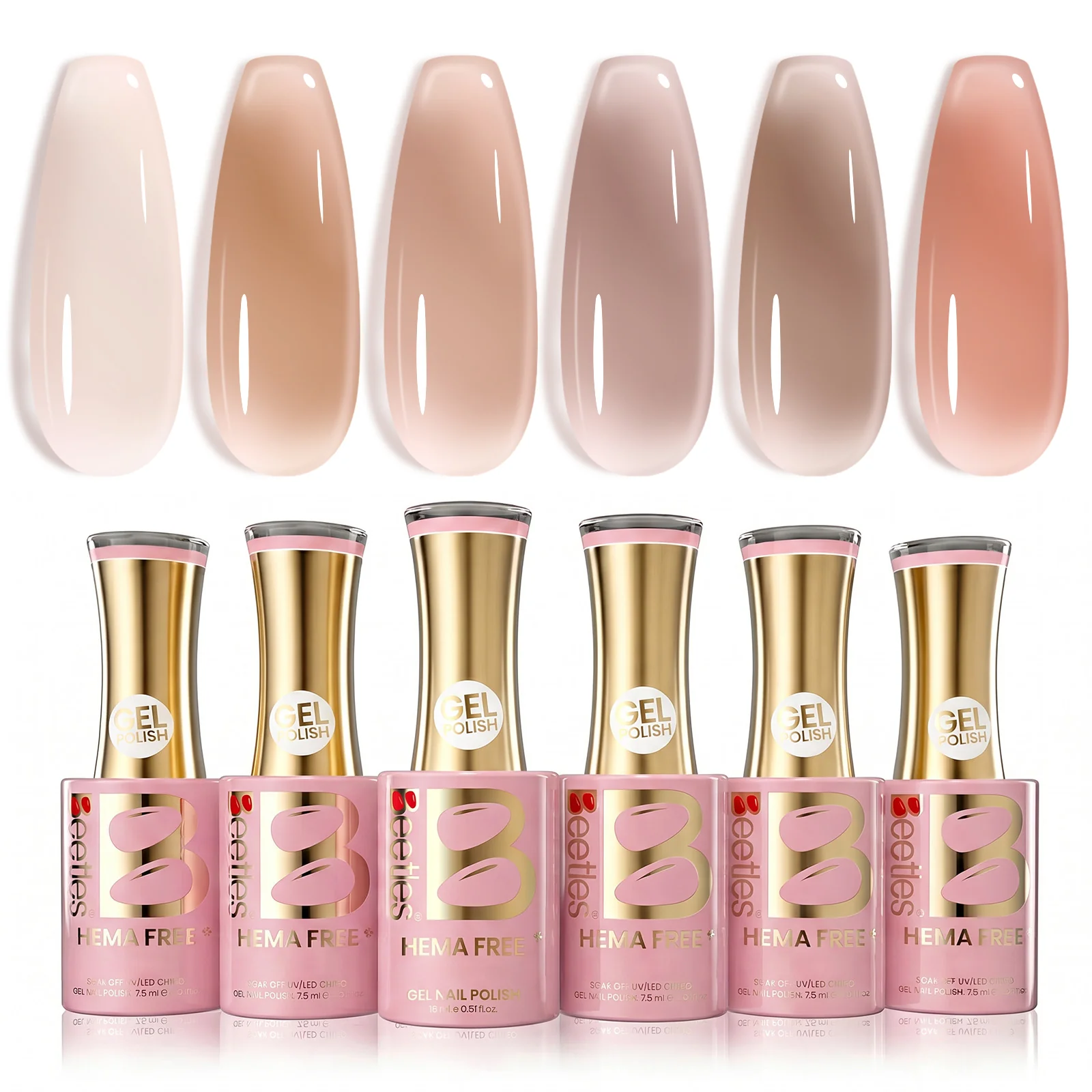 Beetles Stay Shining Charming Rose HEMA Free TPO Free 6 Colors Jelly Gel Set 7.5ml
