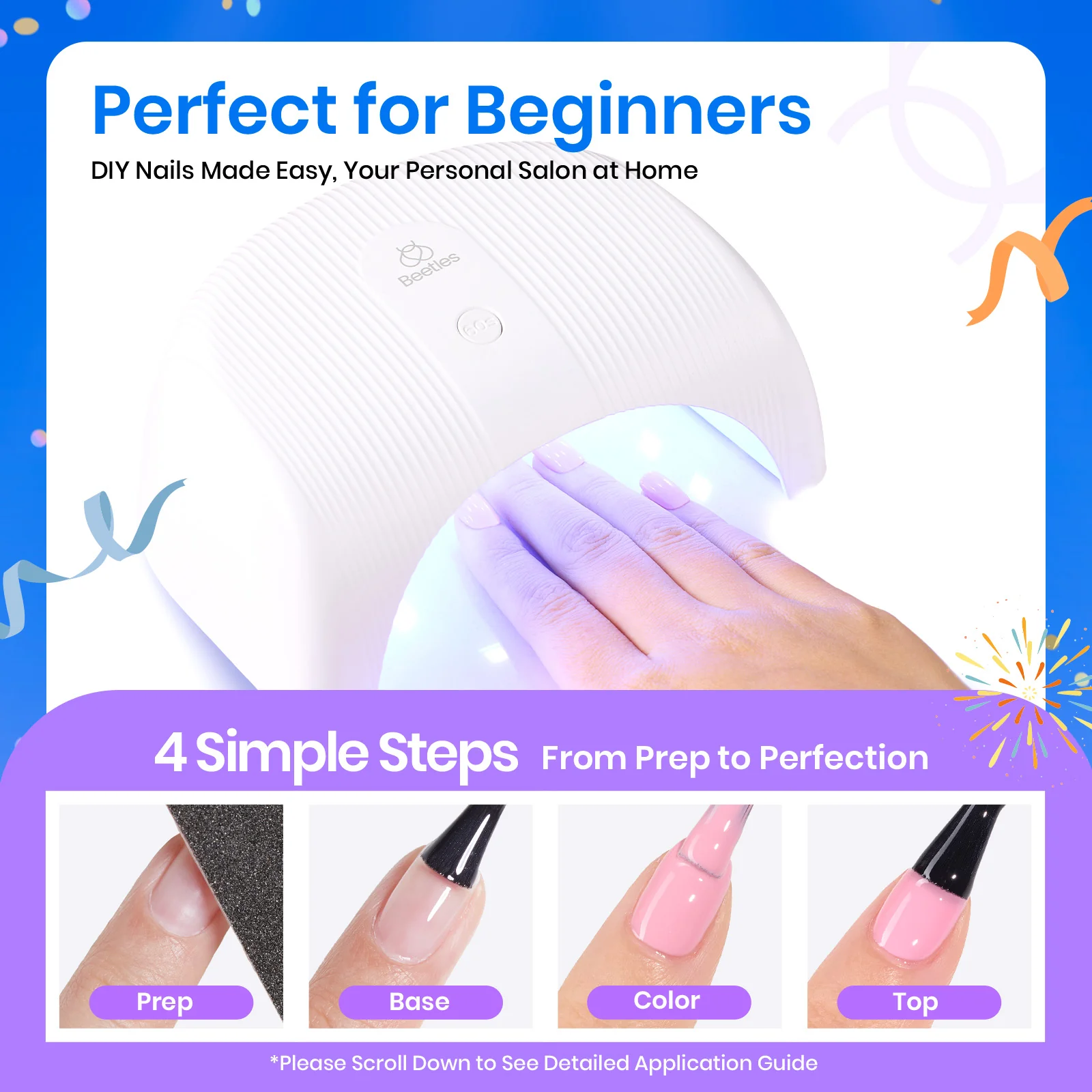 Beetles Stay Shining Colorful Dreamscape HEMA-FREE TPO FREE Gel Nail Kit with UV Light, DIY Salon-Quality at Home - Image 3
